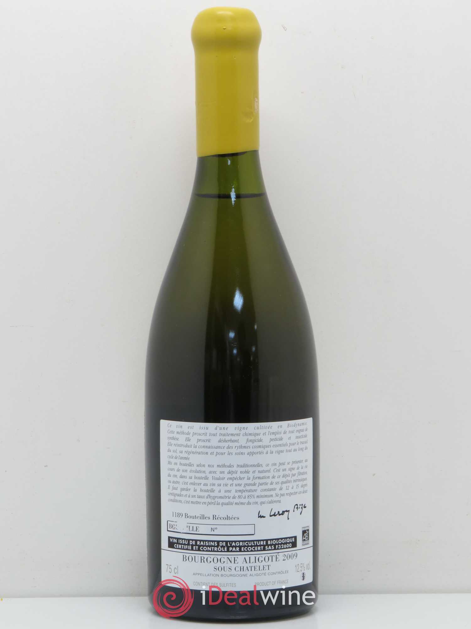 Bourgogne Aligoté Sous Chatelet d'Auvenay (Domaine) Sous chatelet 2009 - Lot de 1 bouteille - 1