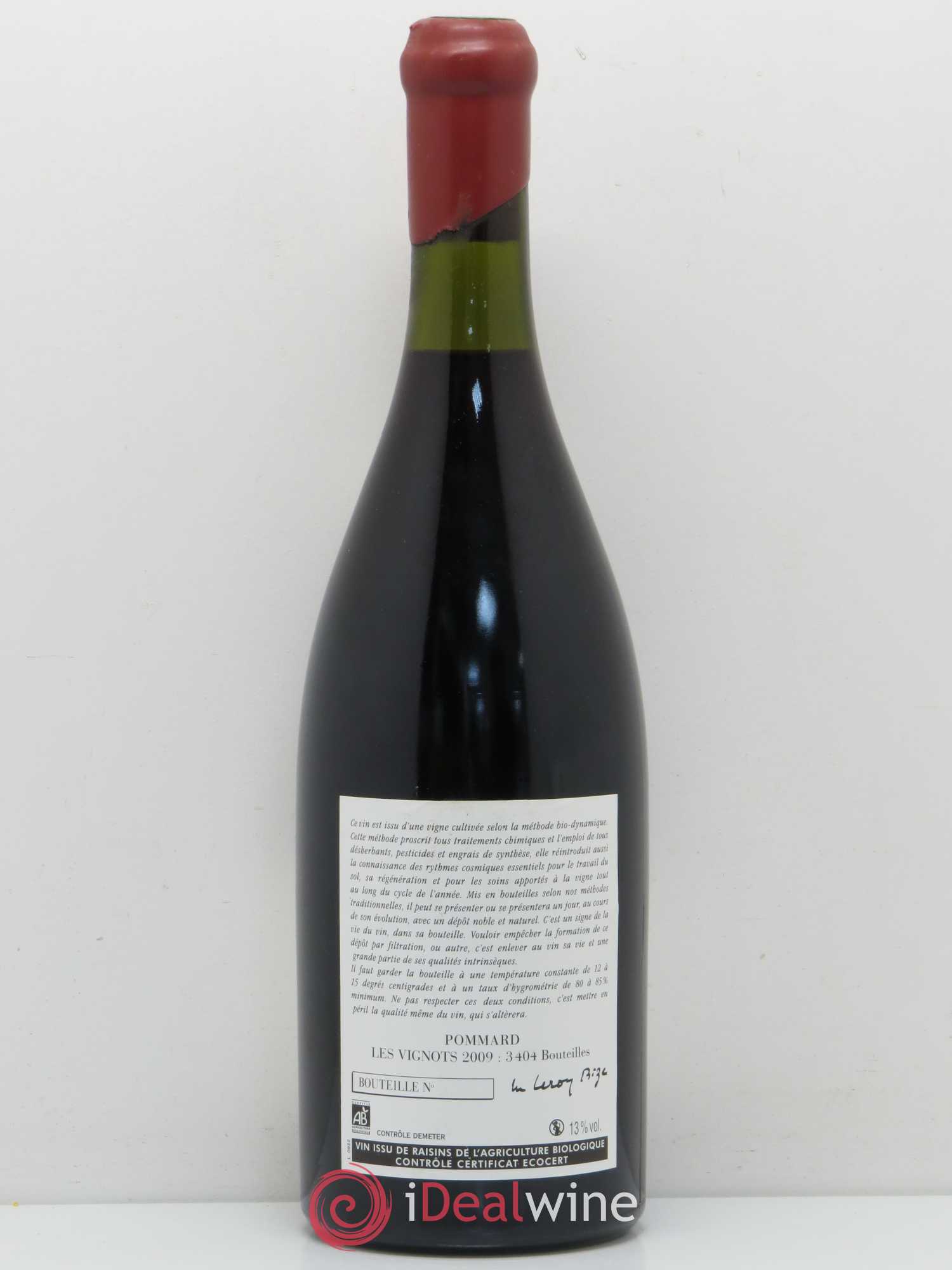 Pommard Les Vignots Leroy (Domaine) 2009 - Lot de 1 bouteille - 1