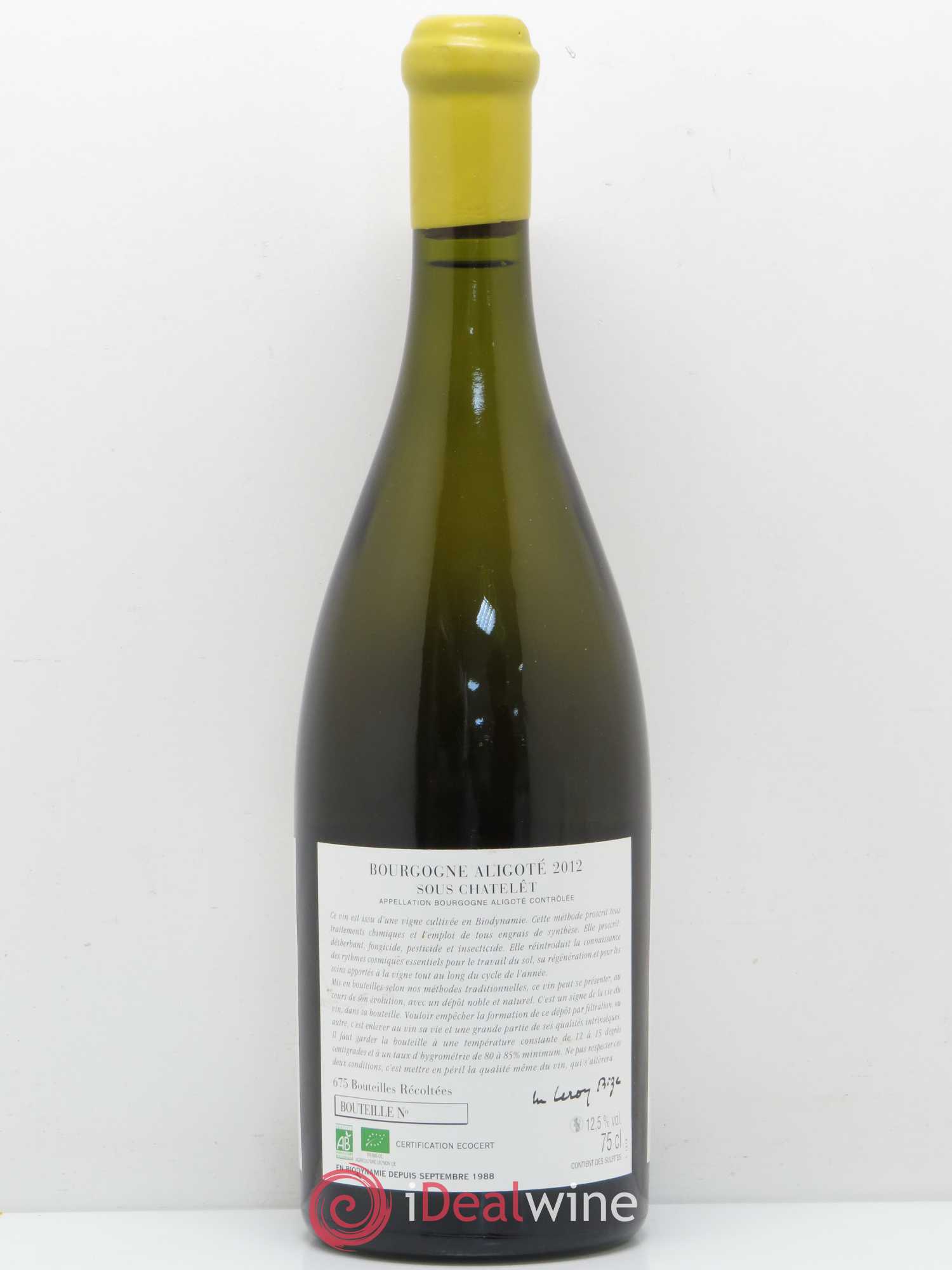 Bourgogne Aligoté Sous Chatelet d'Auvenay (Domaine) Sous Chatelet 2012 - Lot de 1 bouteille - 1