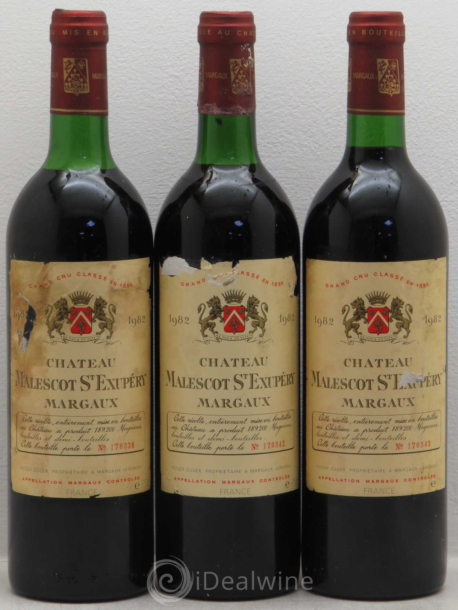 Château Malescot Saint-Exupéry 3ème Grand Cru Classé 1982 - Lot de 3 bouteilles - 0