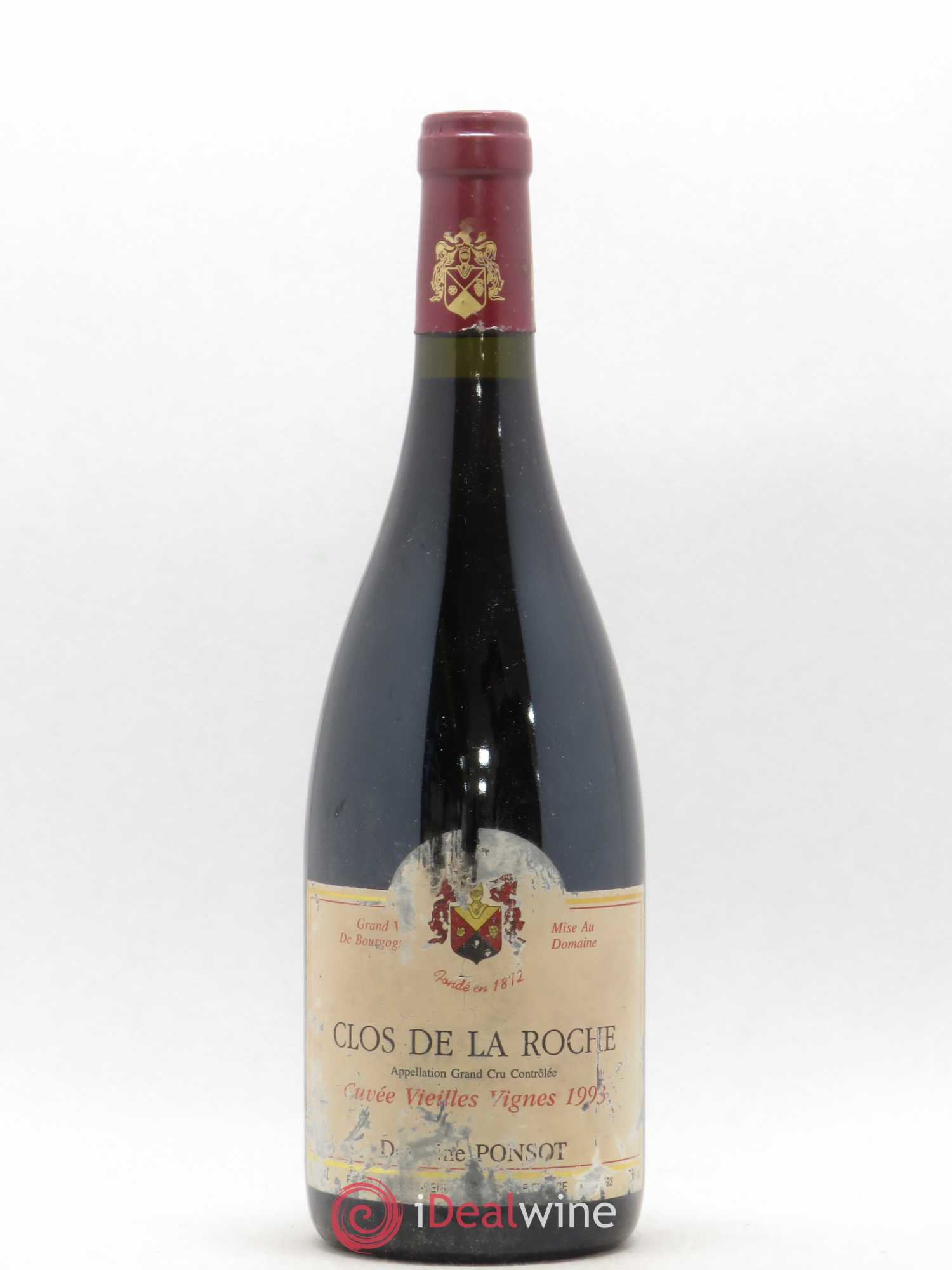 Clos de la Roche Grand Cru Vieilles Vignes Ponsot (Domaine) 1993 - Lot de 1 bouteille - 0