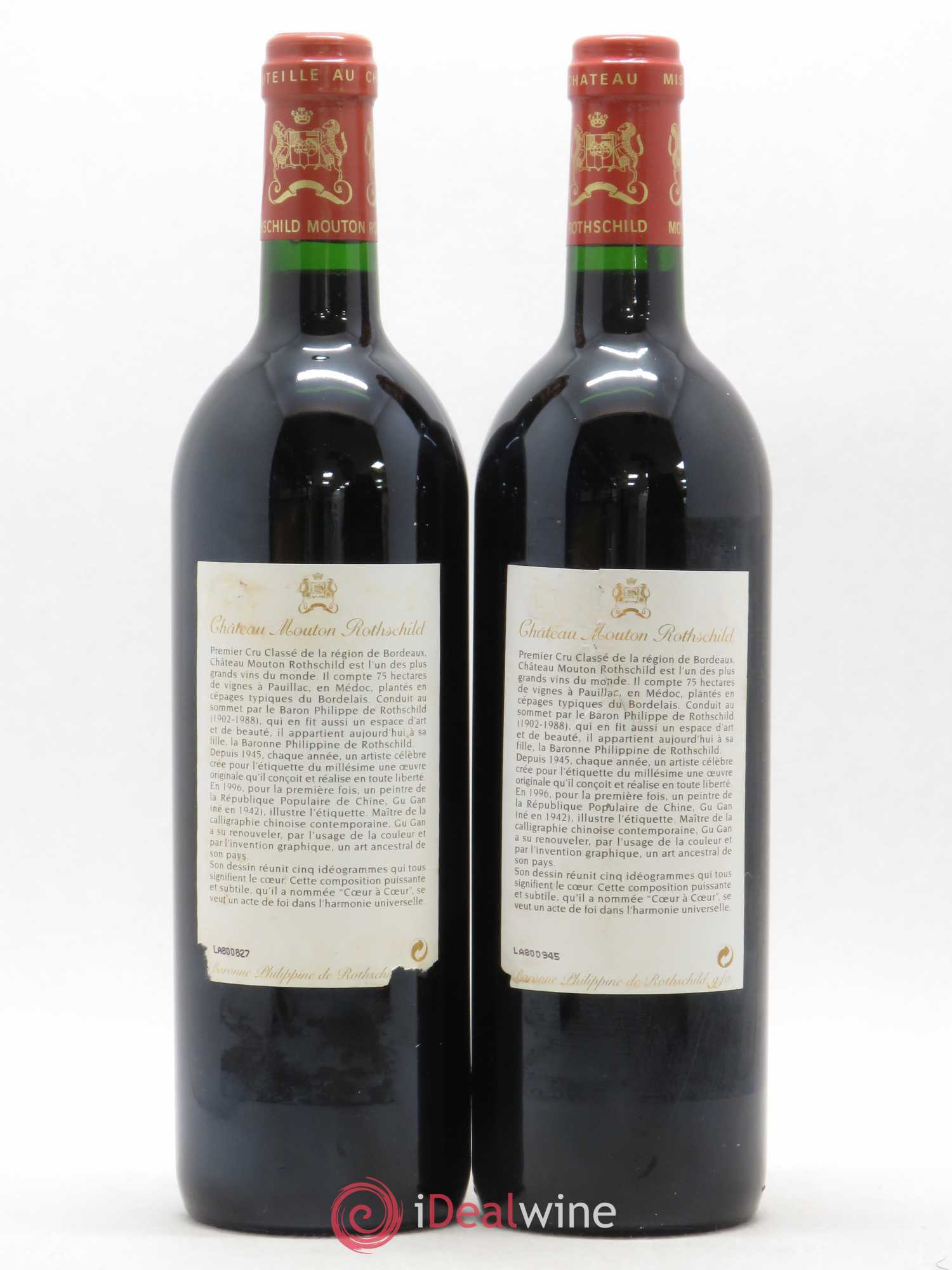 Château Mouton Rothschild 1er Grand Cru Classé 1996 - Lot de 2 bouteilles - 1