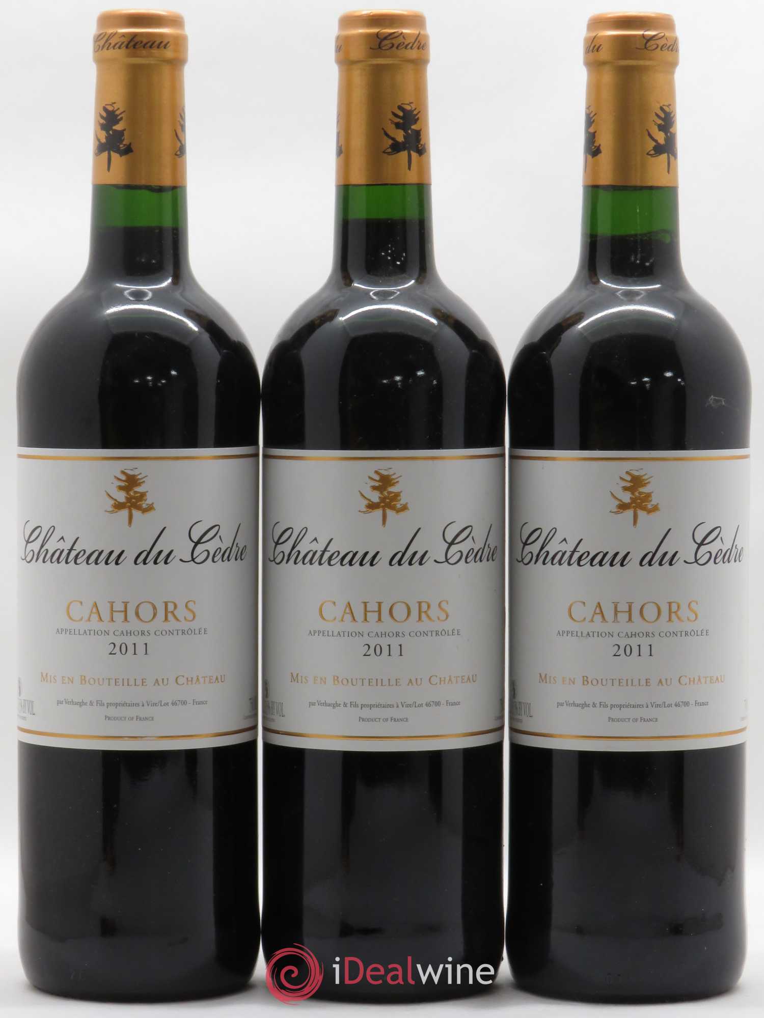 Cahors Château du Cèdre Pascal et Jean-Marc Verhaeghe 2011 - Lot de 3 bouteilles - 0