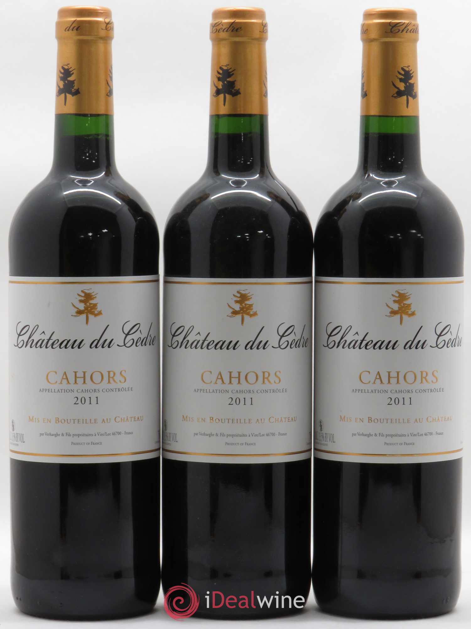 Cahors Château du Cèdre Pascal et Jean-Marc Verhaeghe 2011 - Lot de 3 bouteilles - 0