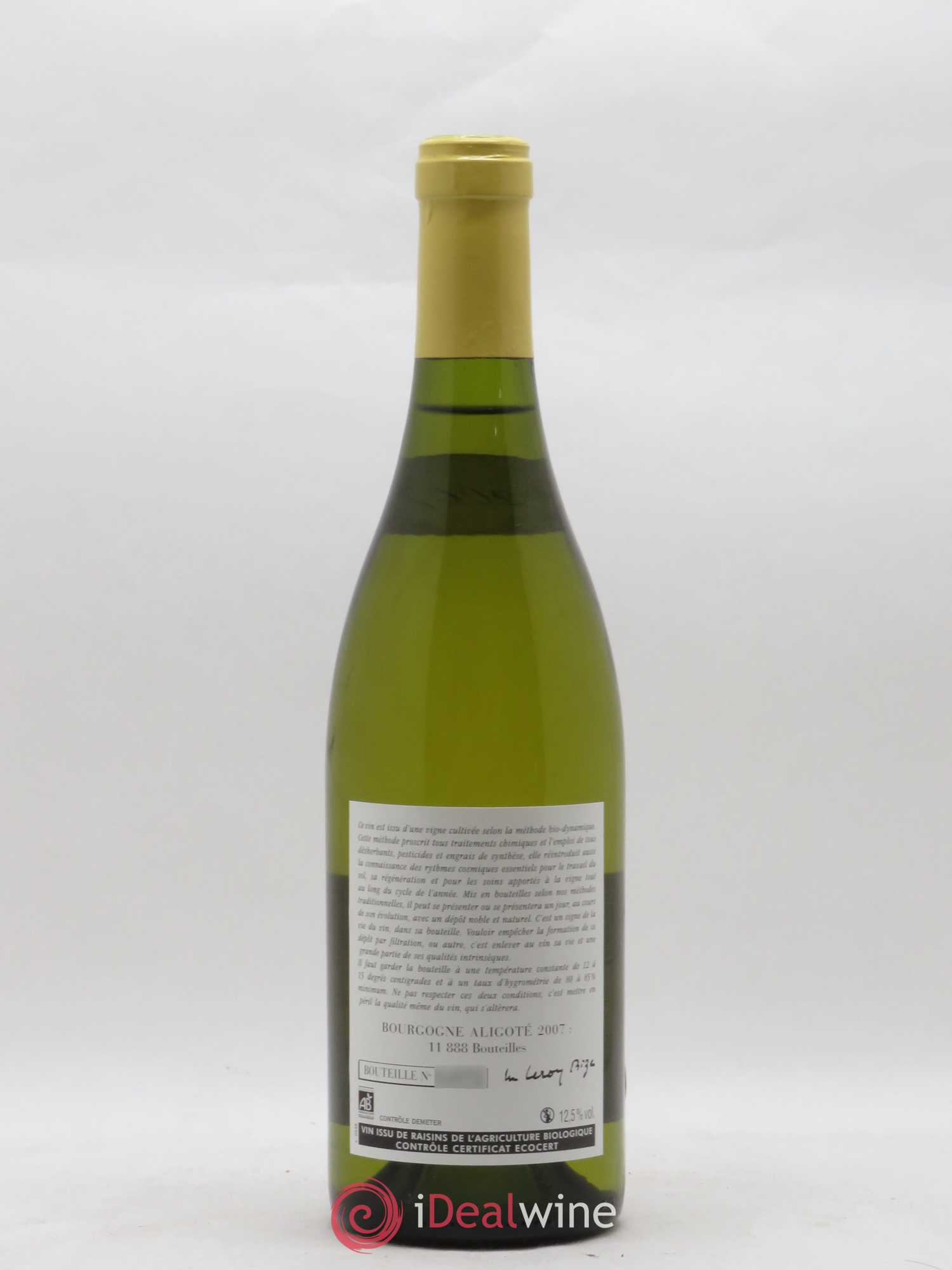 Bourgogne Aligoté Leroy (Domaine) 2007 - Lot de 1 bouteille - 1