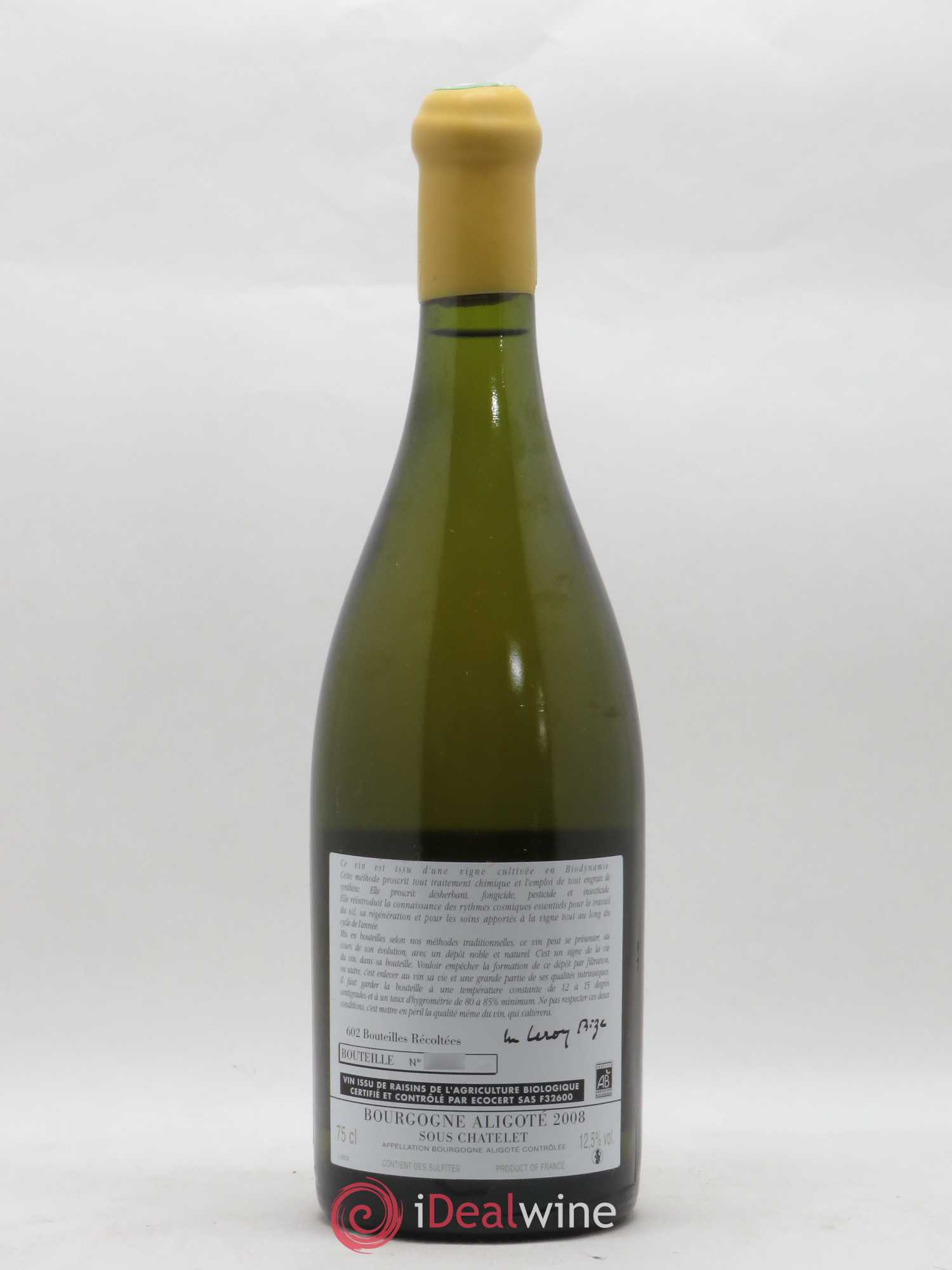 Bourgogne Aligoté Sous Chatelet d'Auvenay (Domaine) 2008 - Lot de 1 bouteille - 1