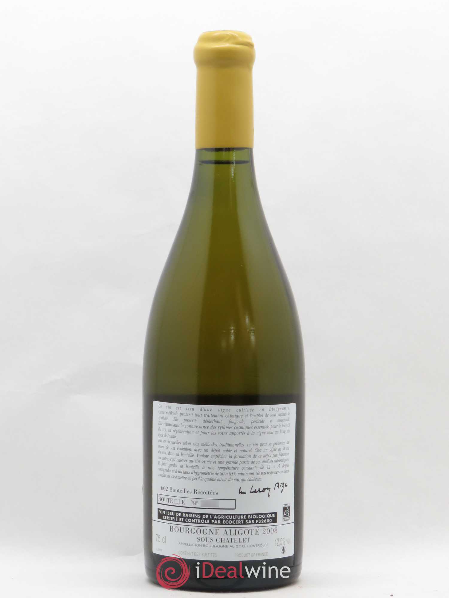 Bourgogne Aligoté Sous Chatelet d'Auvenay (Domaine) 2008 - Lot de 1 bouteille - 1