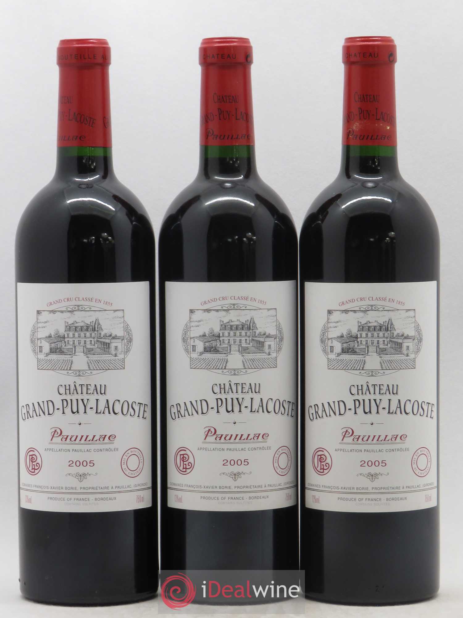 Château Grand Puy Lacoste 5ème Grand Cru Classé 2005 - Lot de 3 bouteilles - 0