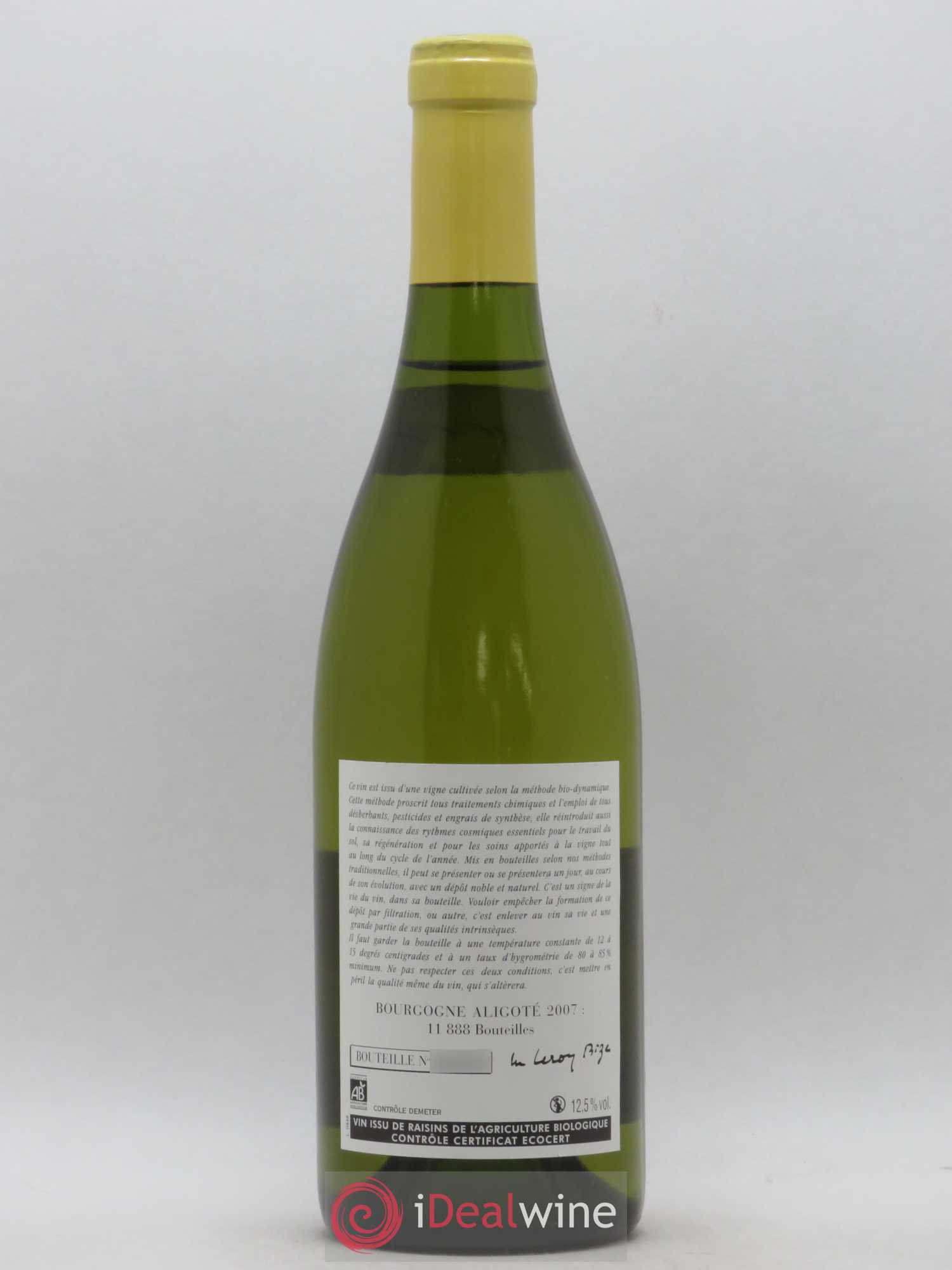 Bourgogne Aligoté Leroy (Domaine) 2007 - Lot de 1 bouteille - 1
