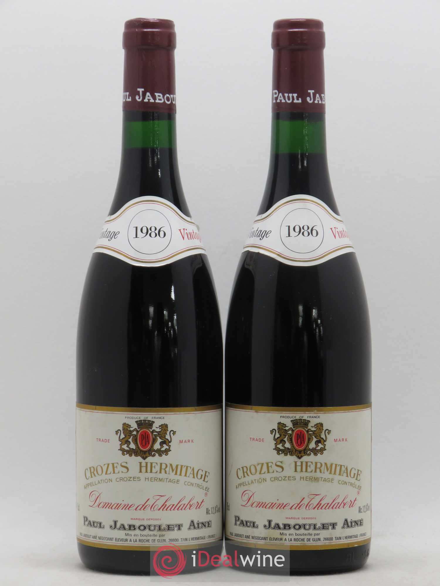 Crozes-Hermitage Domaine de Thalabert Paul Jaboulet Ainé 1986 - Lot de 2 bouteilles - 0