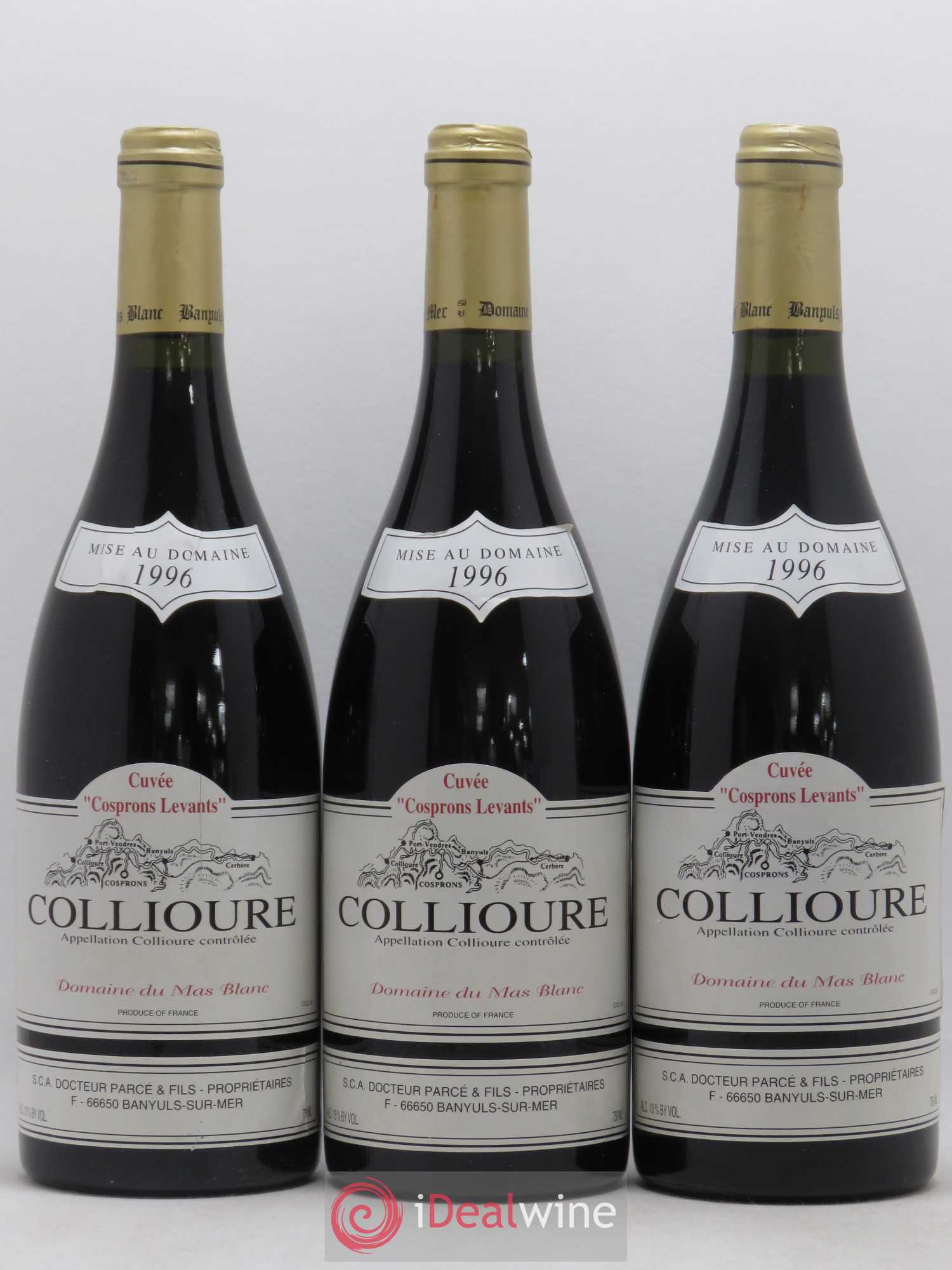 Collioure Cosprons Levants Domaine du Mas Blanc (sans prix de réserve) 1996 - Posten von 3 Flaschen - 0