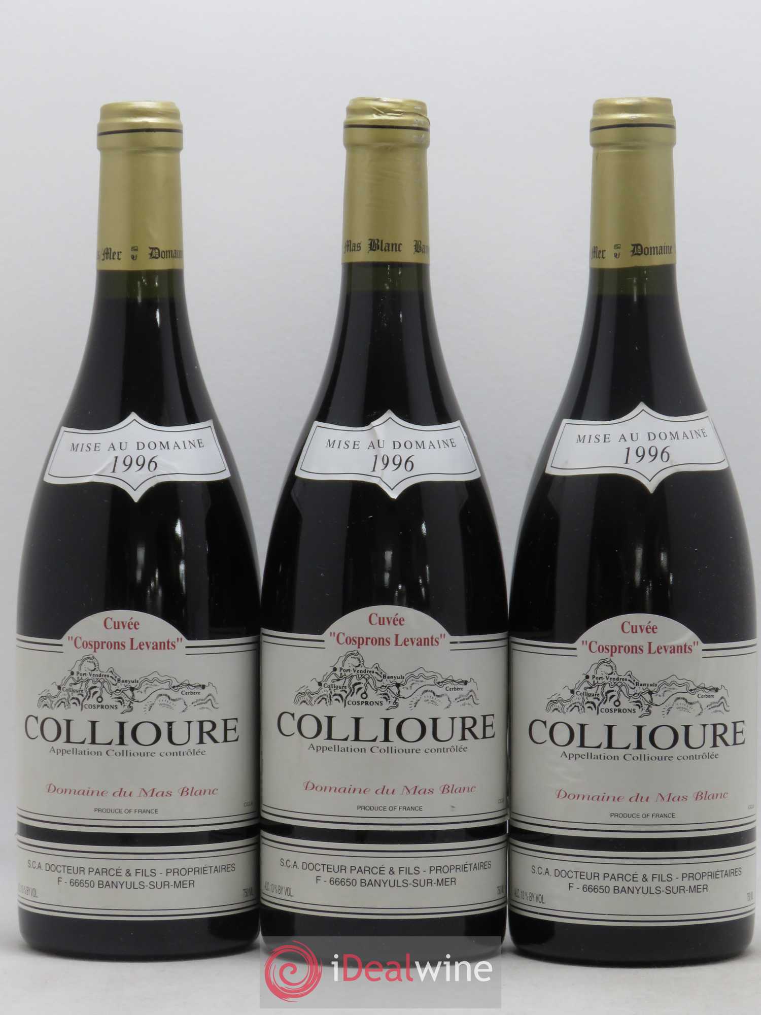Collioure Cosprons Levants Domaine du Mas Blanc (sans prix de réserve) 1996 - Posten von 3 Flaschen - 0