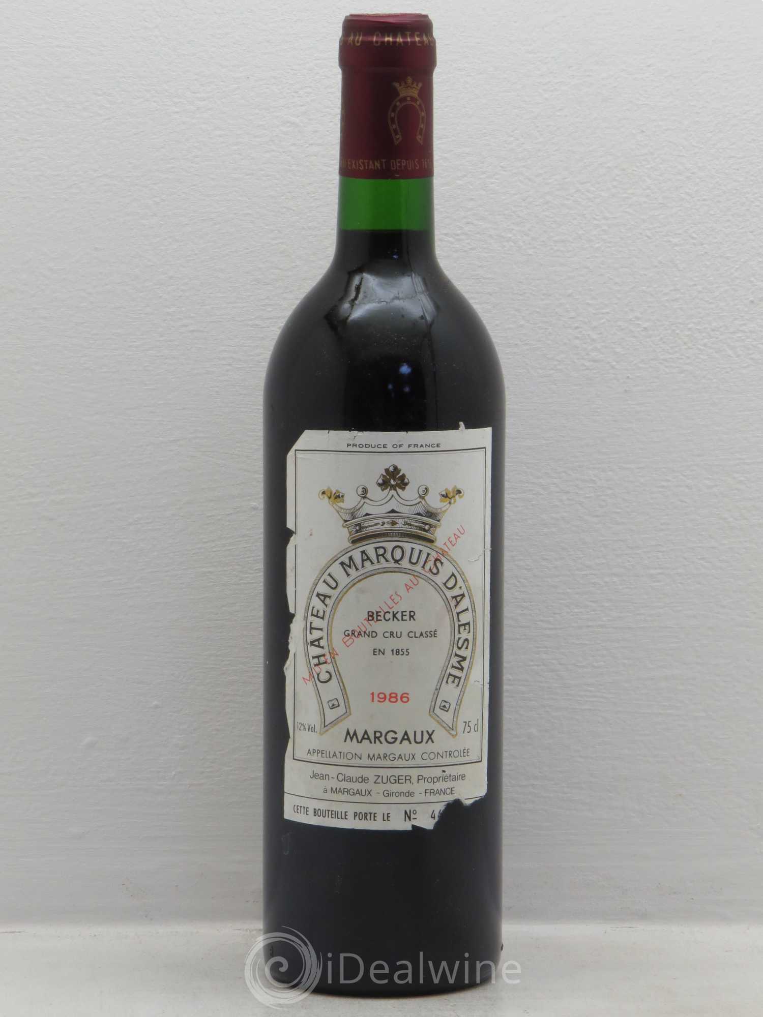Château Marquis d'Alesme (sans prix de réserve) 1986 - Lot de 1 bouteille - 0