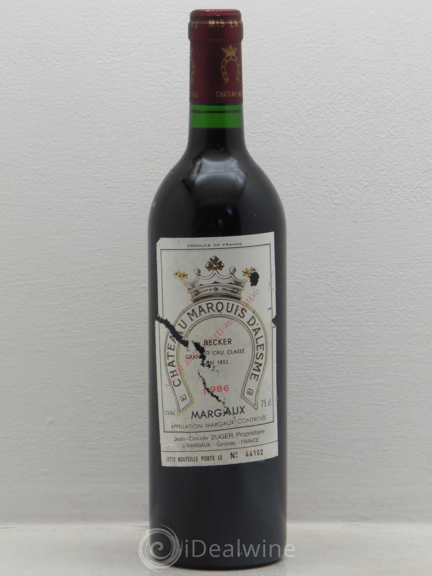 Château Marquis d'Alesme (sans prix de réserve) 1986 - Lot de 1 bouteille - 0