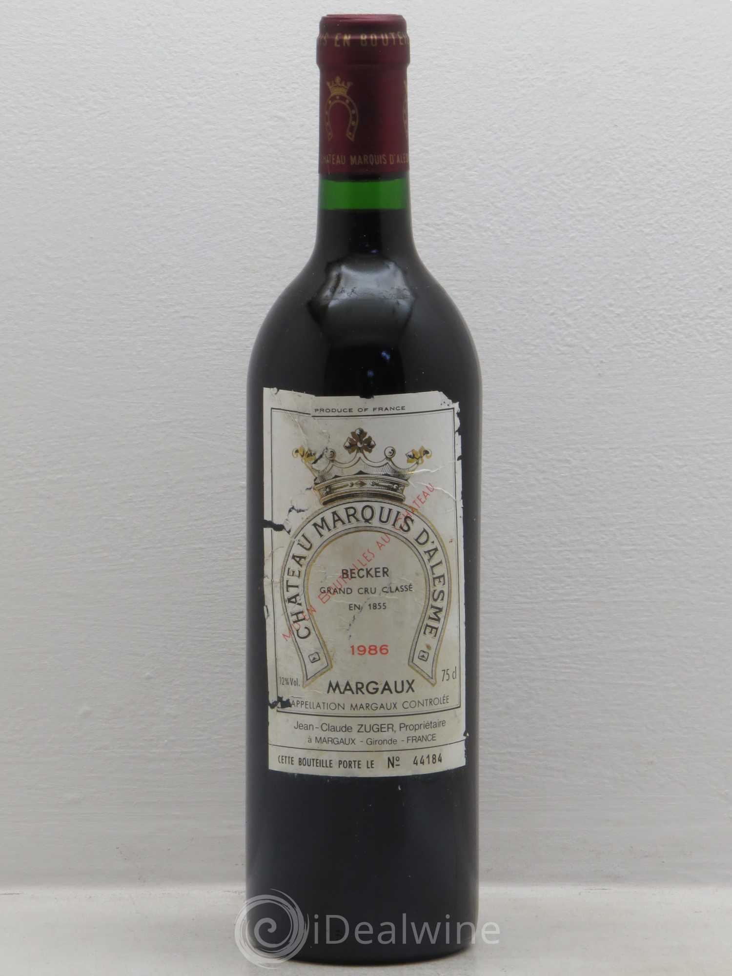 Château Marquis d'Alesme (sans prix de réserve) 1986 - Lot de 1 bouteille - 0