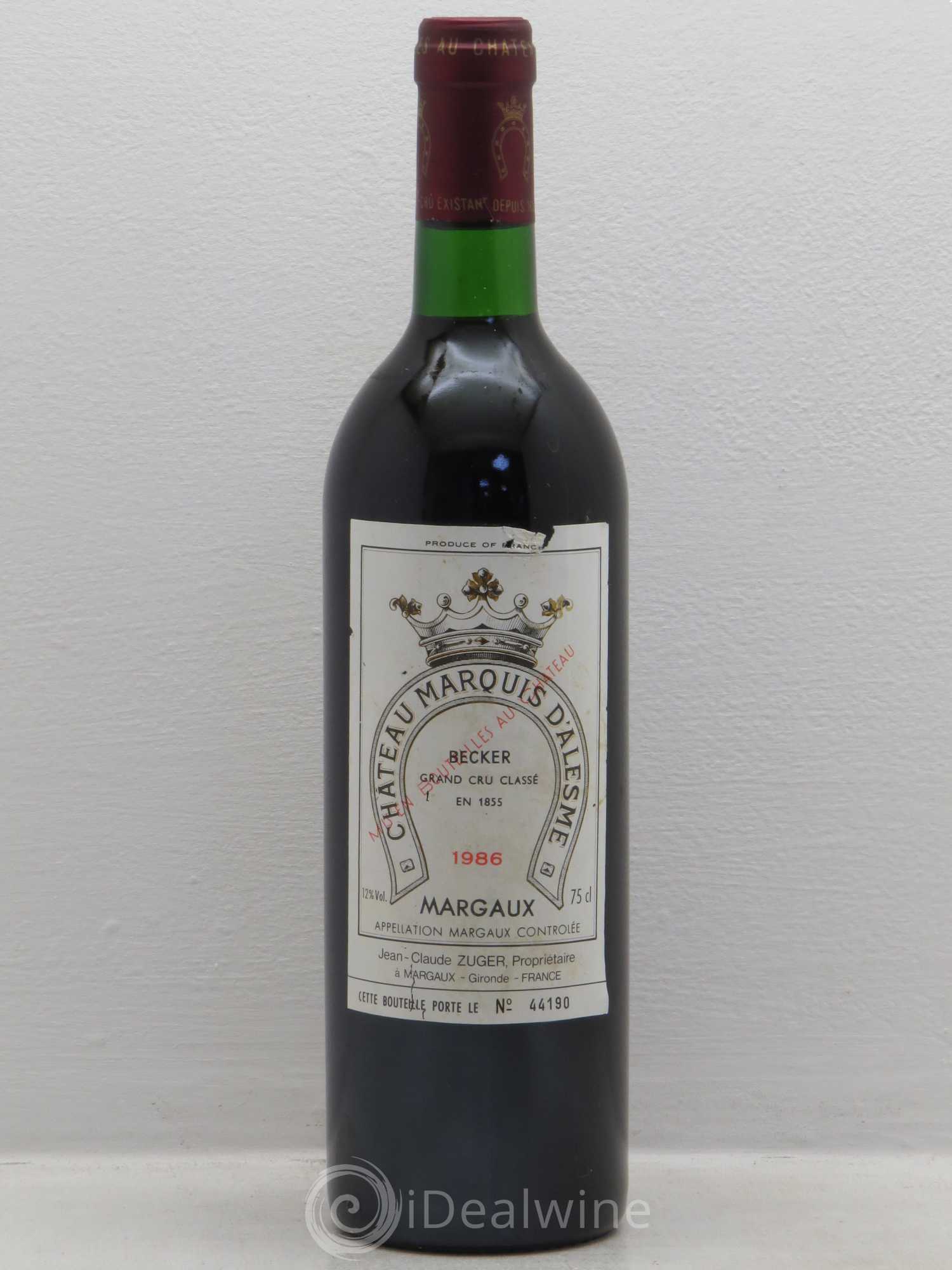 Château Marquis d'Alesme (sans prix de réserve) 1986 - Lot de 1 bouteille - 0