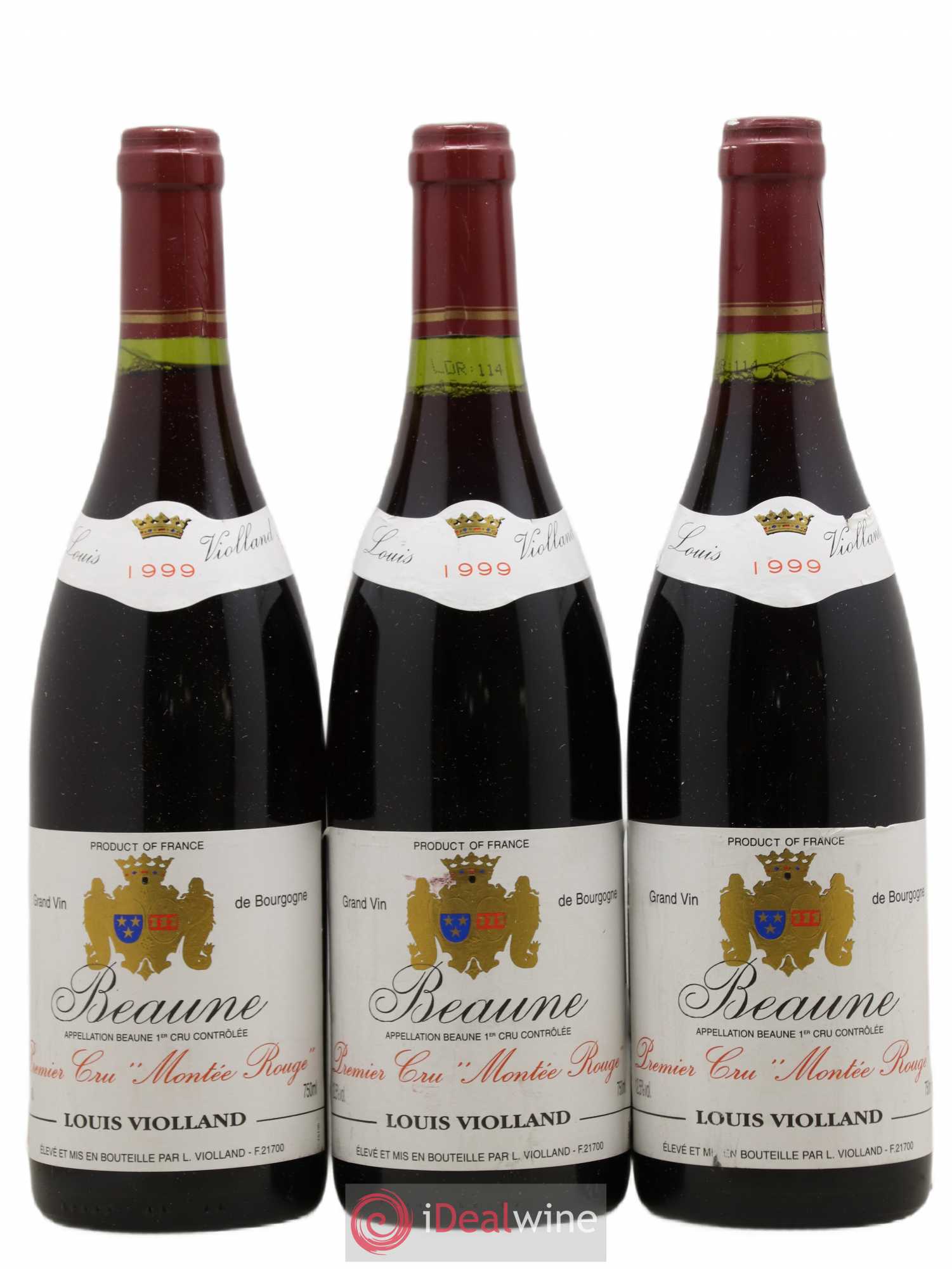 Beaune 1er Cru Montée Rouge Louis Violland 1999 - Lot de 3 bouteilles - 0