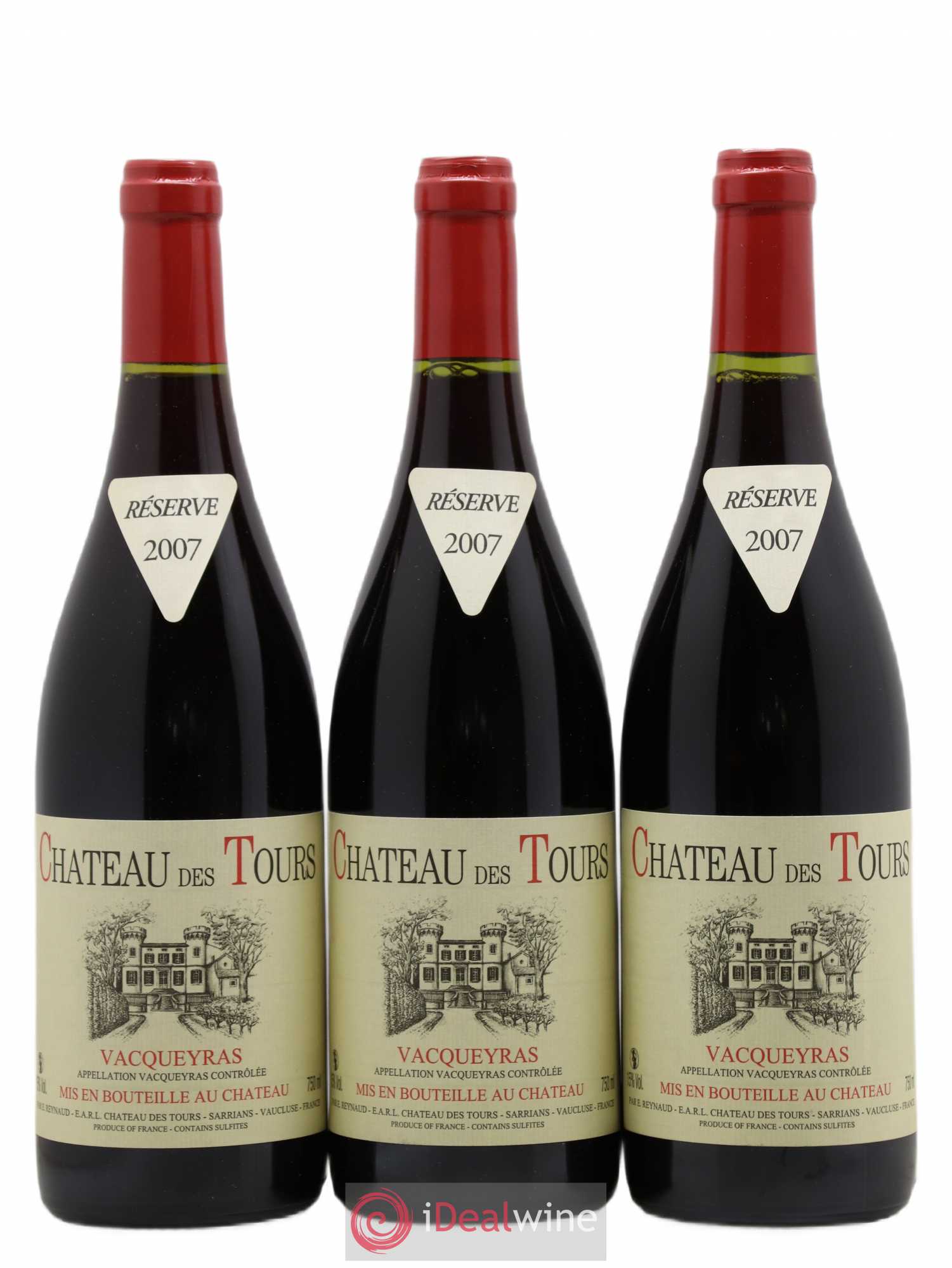 Vacqueyras Château des Tours Emmanuel Reynaud 2007 - Lot de 3 bouteilles - 0