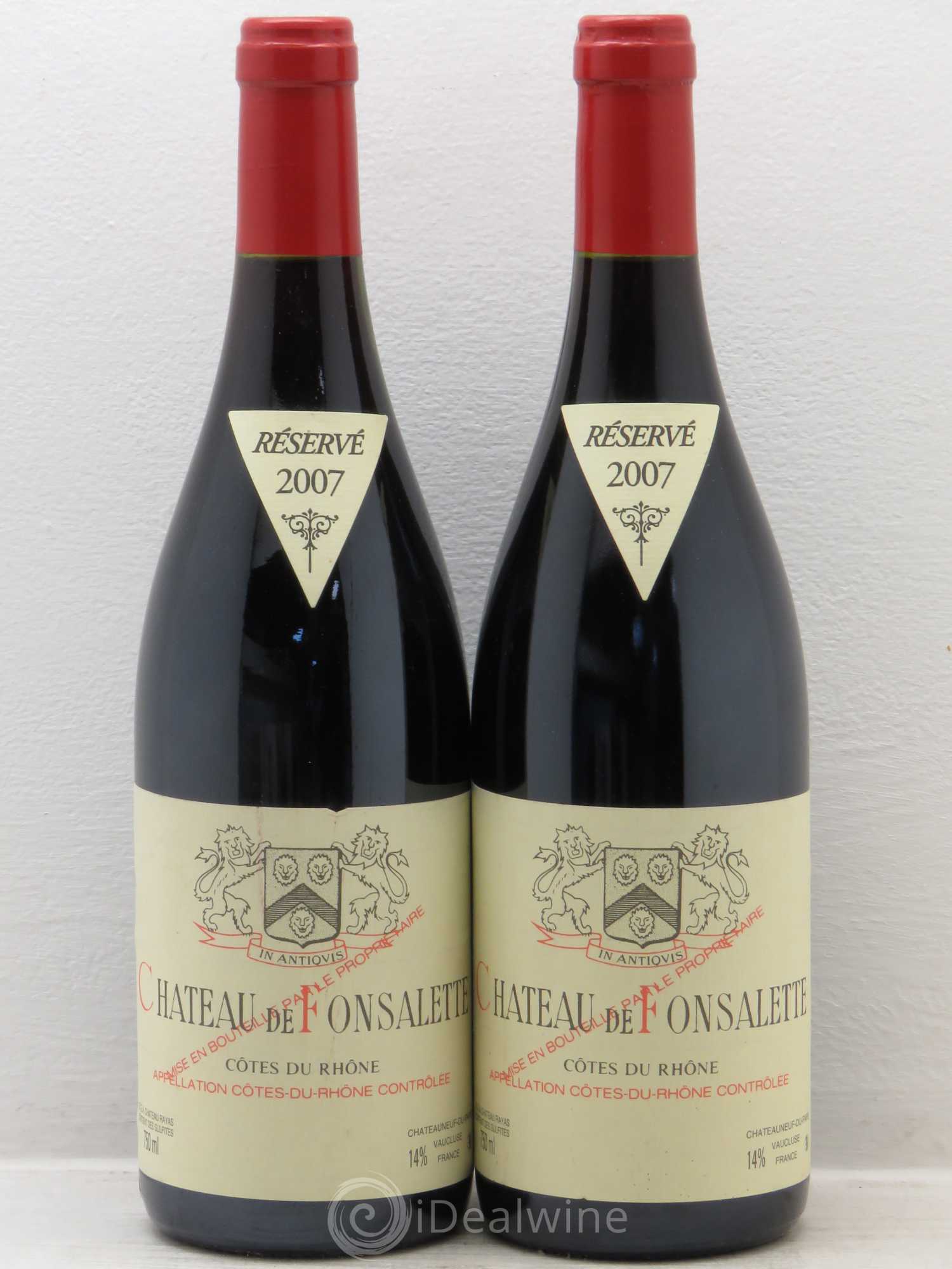 Côtes-du-Rhône Château de Fonsalette Emmanuel Reynaud 2007 - Lot de 2 bouteilles - 0