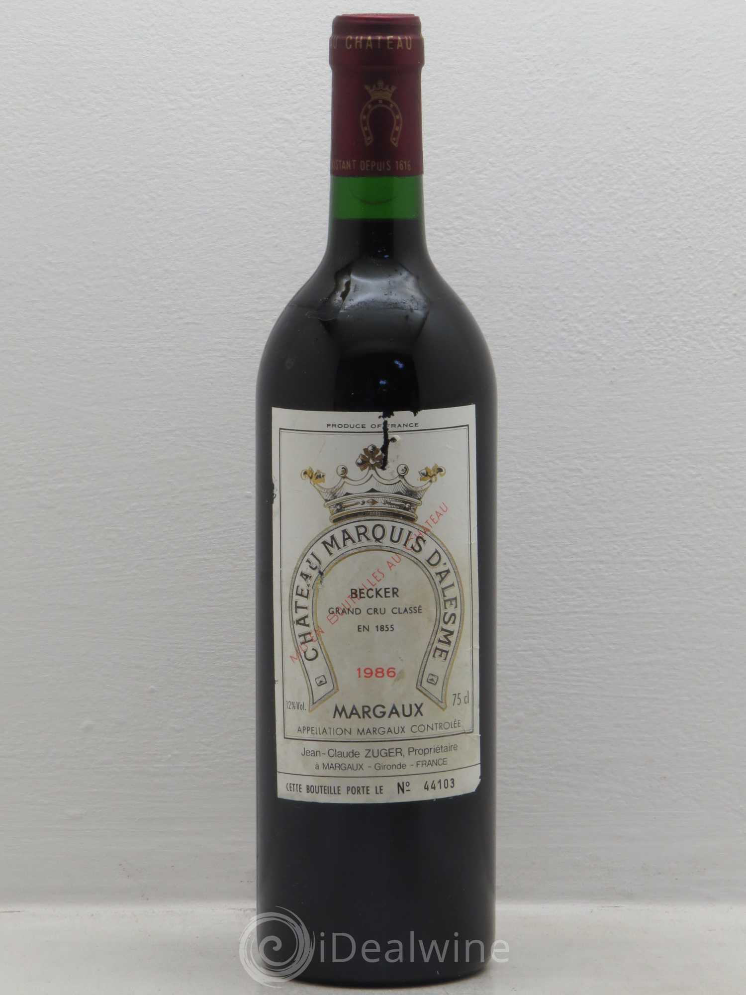 Château Marquis d'Alesme (sans prix de réserve) 1986 - Lot de 1 bouteille - 0