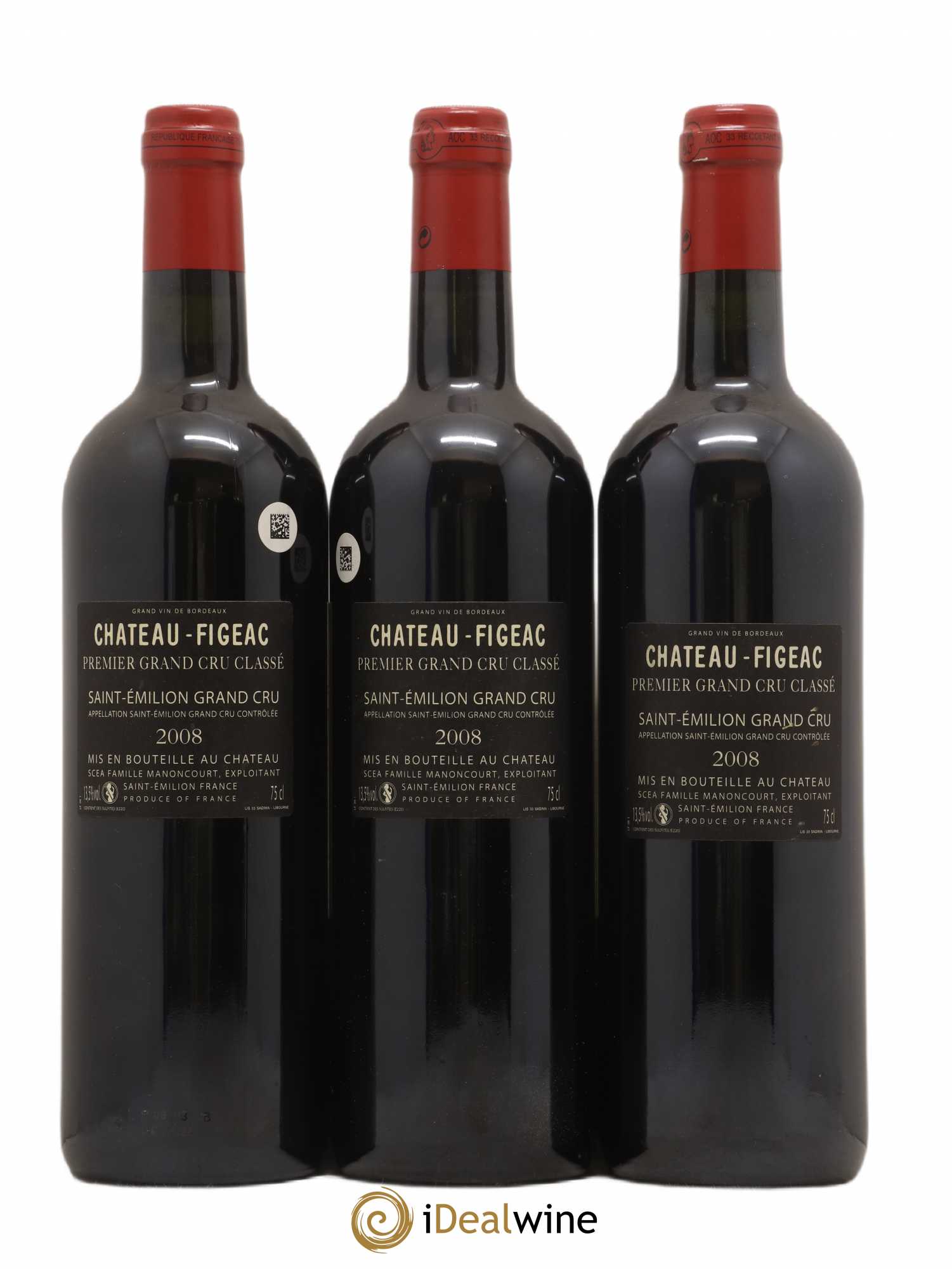 Château Figeac 1er Grand Cru Classé A 2008 - Lot de 3 bouteilles - 1