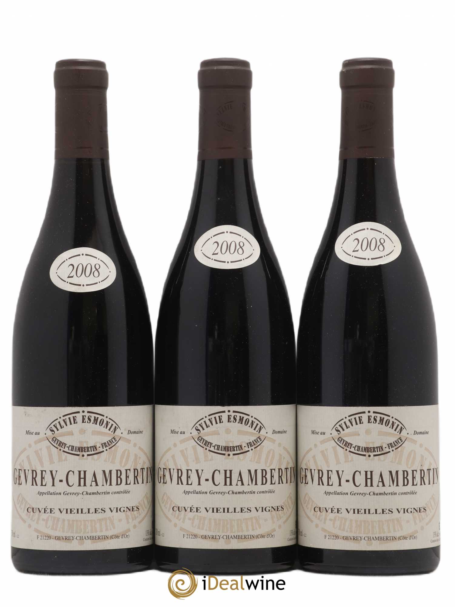 Gevrey-Chambertin Vieilles Vignes Sylvie Esmonin 2008 - Lot de 3 bouteilles - 0