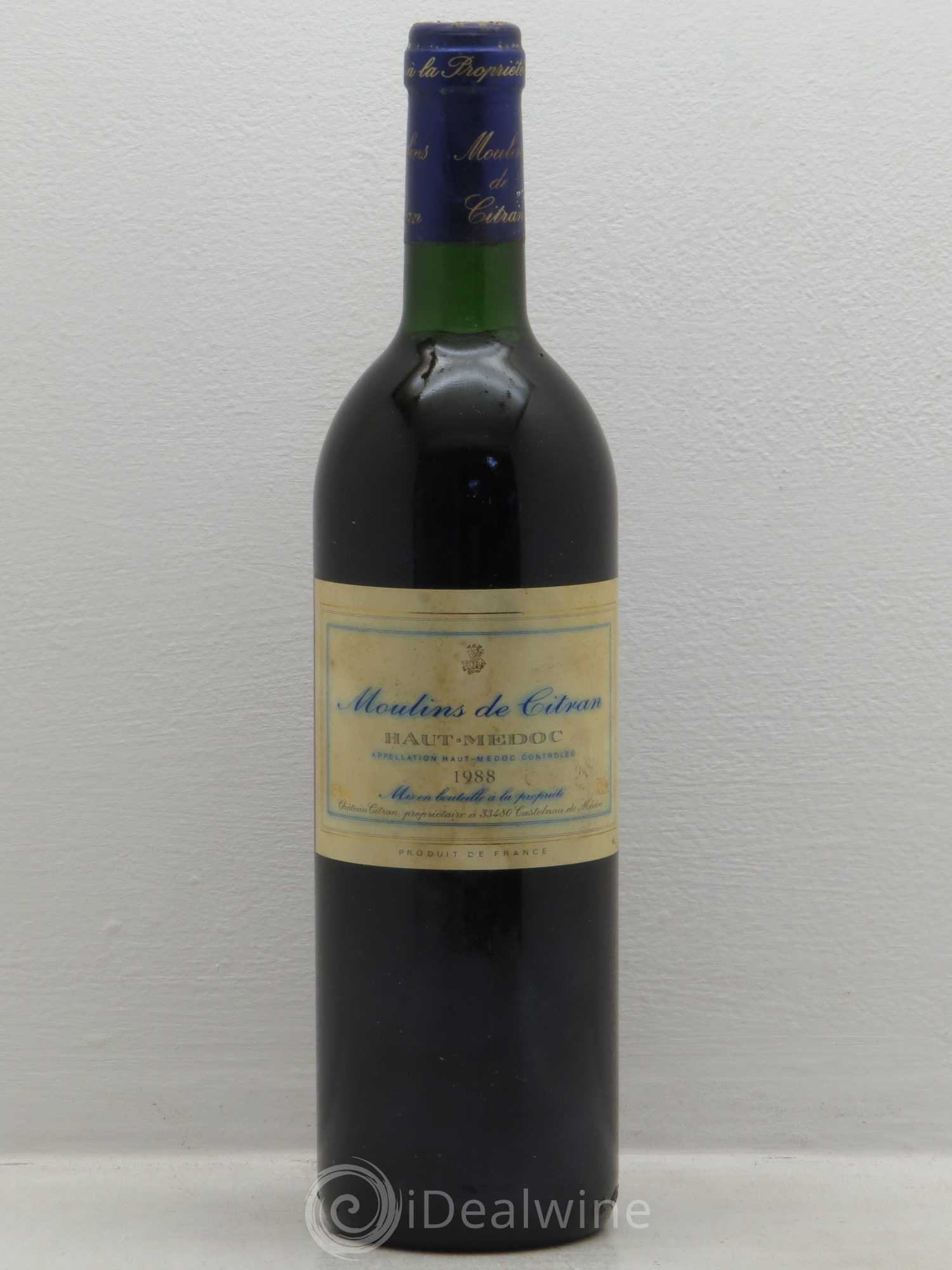 Haut Médoc Moulin de Citran (sans prix de réserve) 1988 - Posten von 1 Flasche - 0