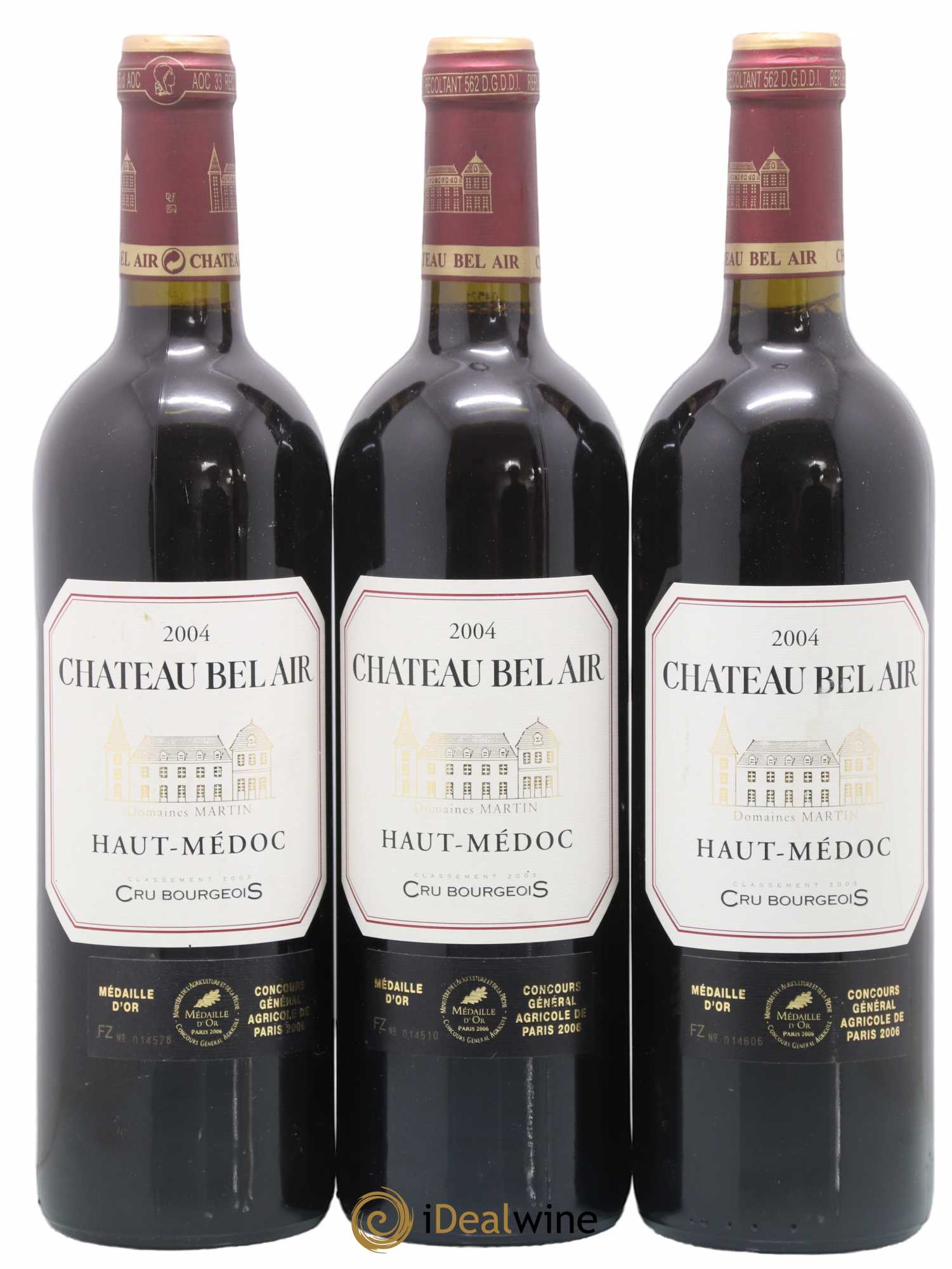 Château Bel Air 2004 - Lot de 3 bouteilles - 0