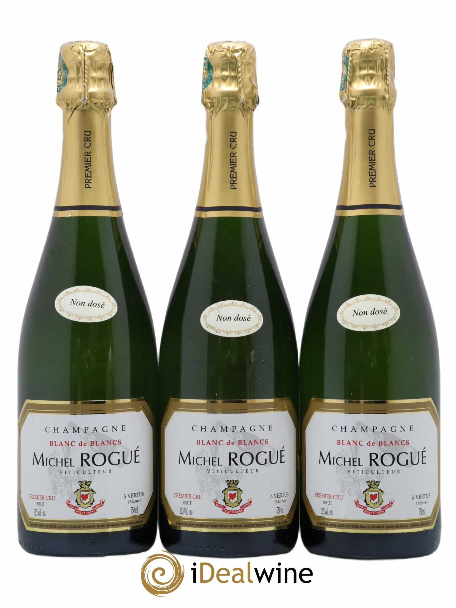 Champagne Blanc de Blancs Non dosé Premier Cru Michel Rogue - Posten von 3 Flaschen - 0