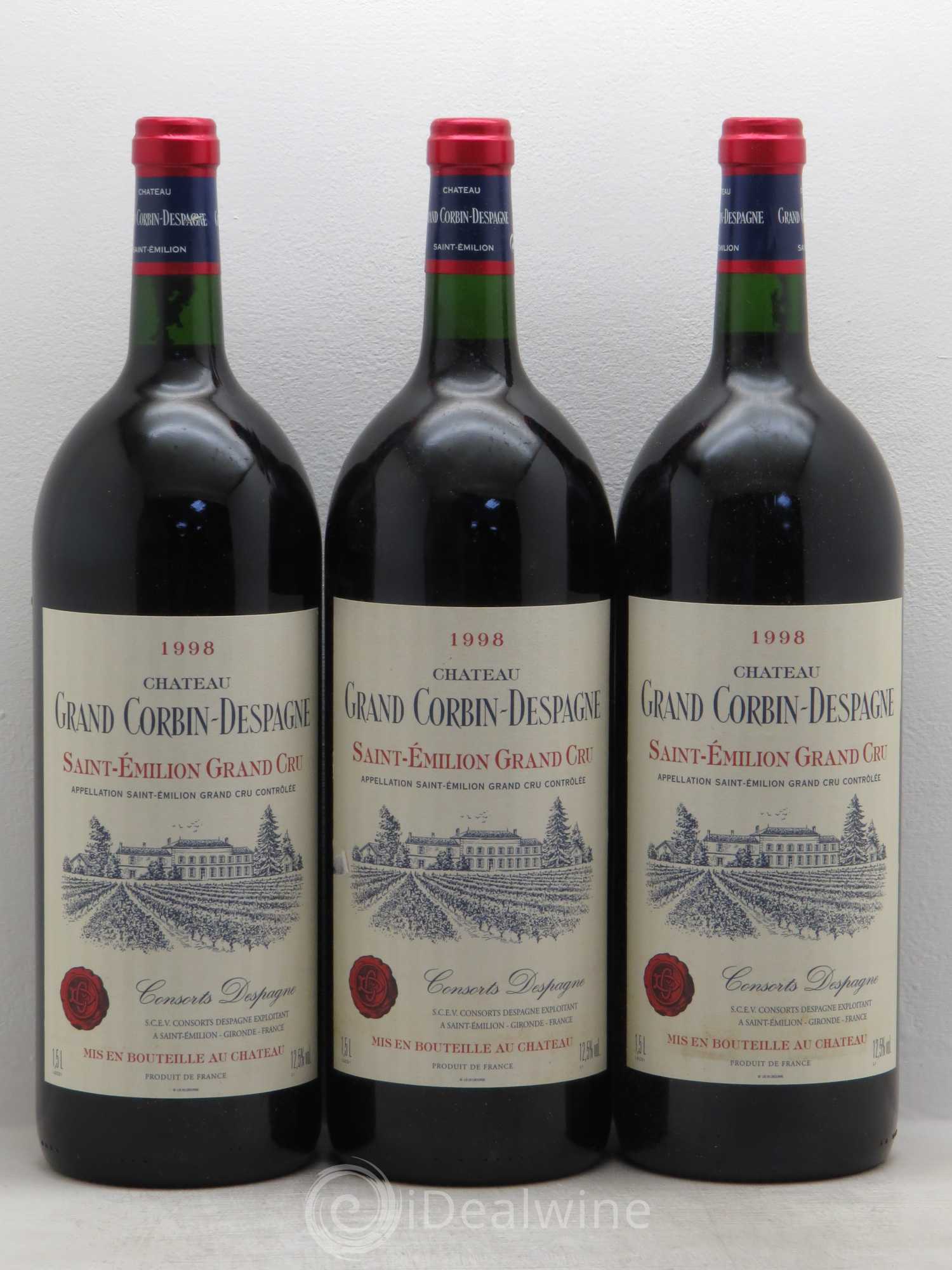 Château Grand Corbin Despagne Grand Cru Classé 1998 - Lot de 3 magnums - 0