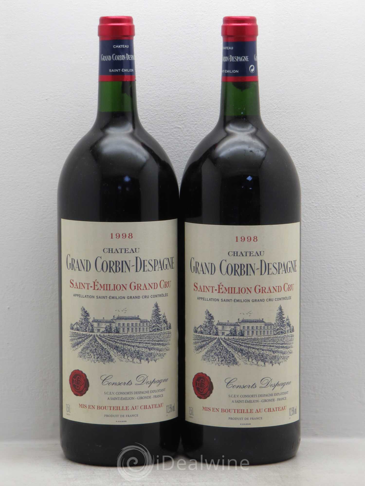 Château Grand Corbin Despagne Grand Cru Classé (sans prix de réserve) 1998 - Lot de 2 magnums - 0