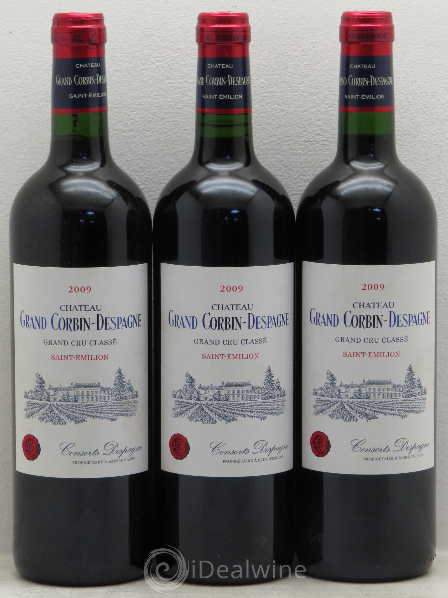 Château Grand Corbin Despagne Grand Cru Classé 2009 - Lot de 3 bouteilles - 0