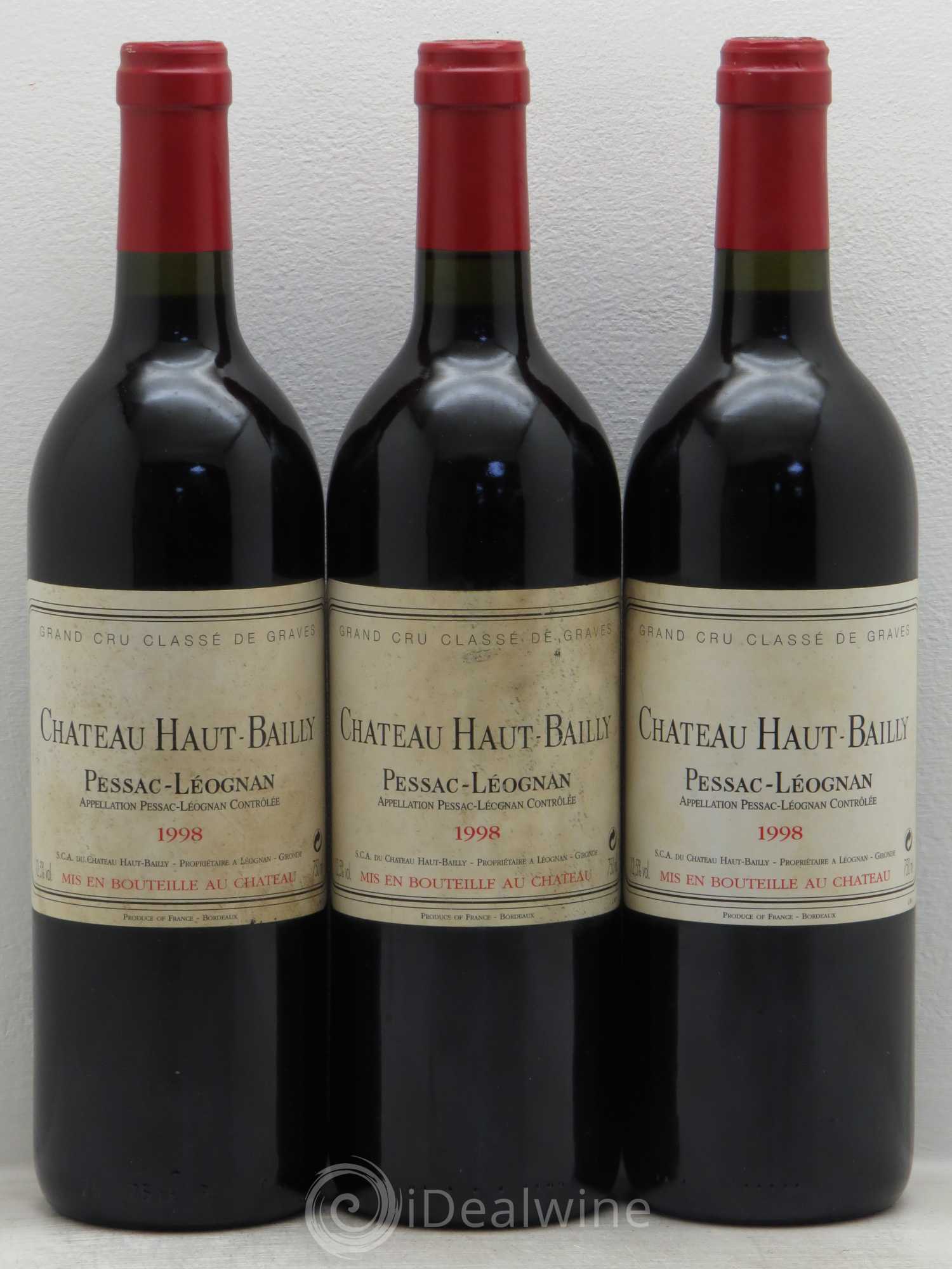 Château Haut-Bailly Cru Classé de Graves 1998 - Lot de 3 bouteilles - 0