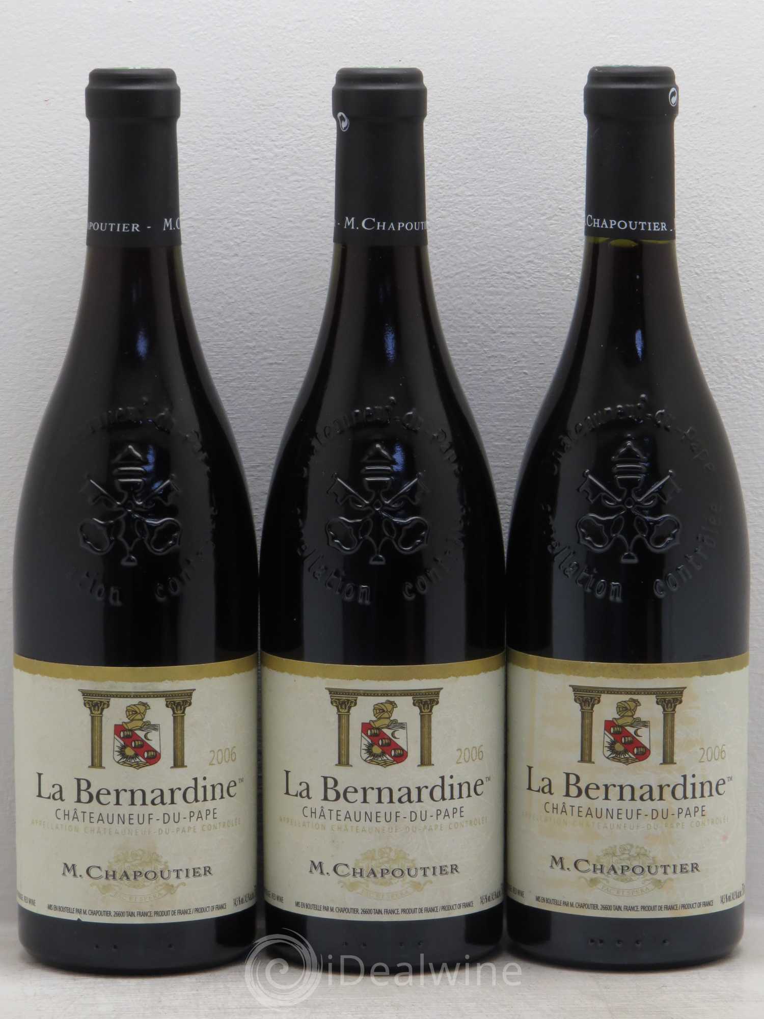 Châteauneuf-du-Pape La Bernardine Chapoutier 2006 - Lot de 3 bouteilles - 0