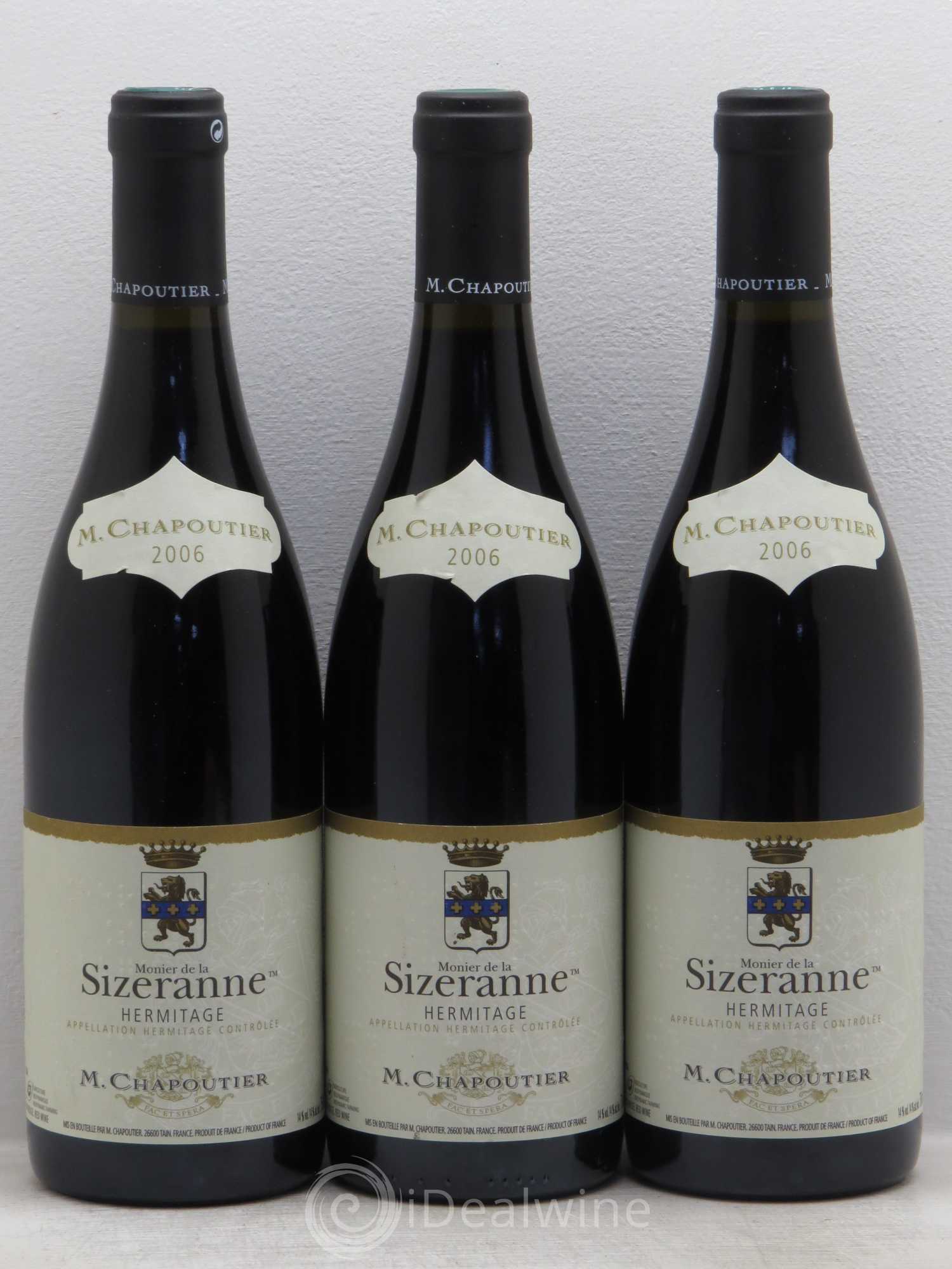 Hermitage Monier de La Sizeranne Chapoutier 2006 - Lot de 3 bouteilles - 0