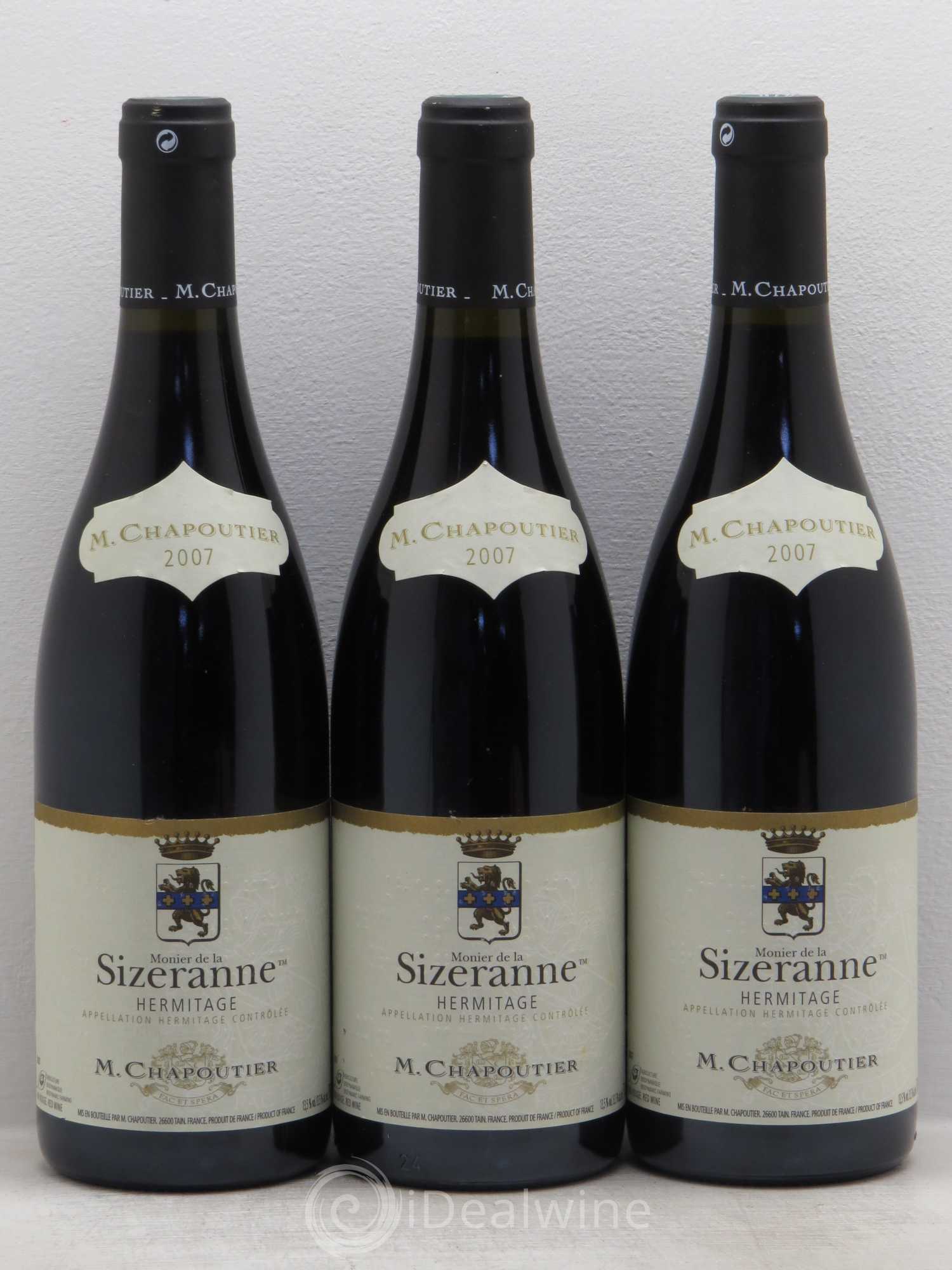 Hermitage Monier de La Sizeranne Chapoutier 2007 - Lot de 3 bouteilles - 0