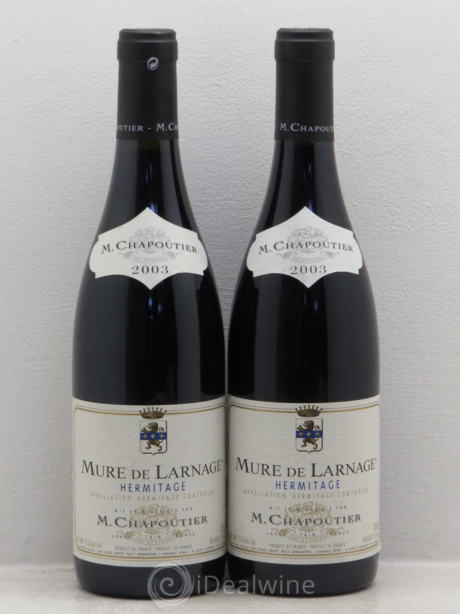 Hermitage Chapoutier Mure de Larnage 2003 - Lot de 2 bouteilles - 0