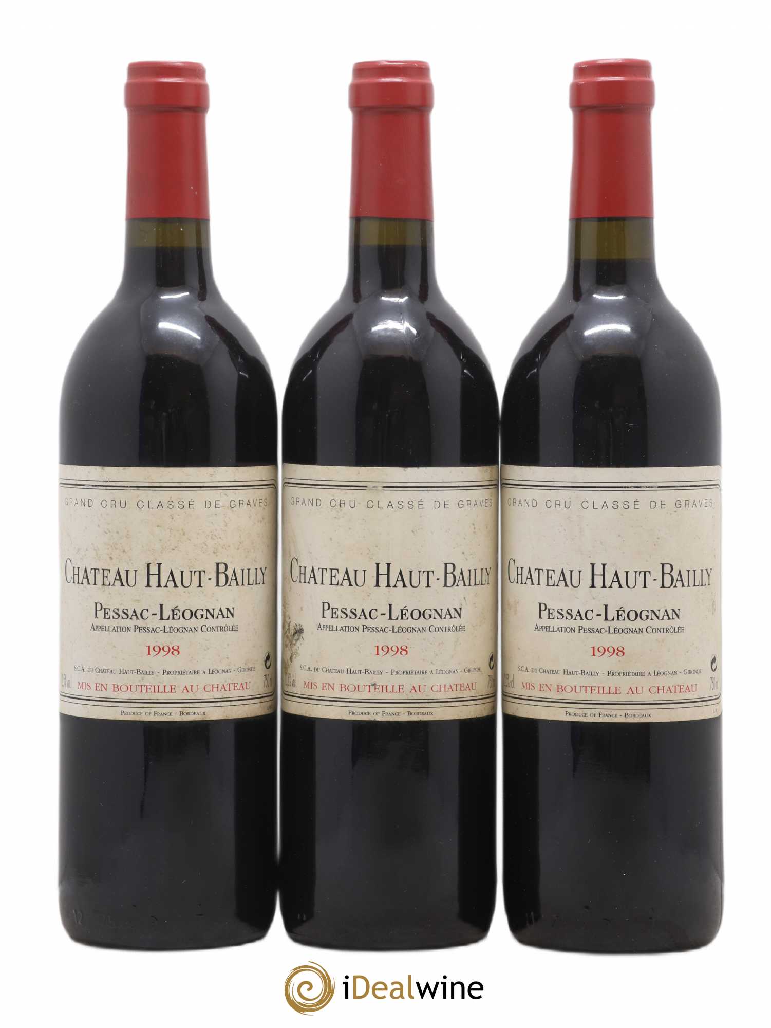 Château Haut-Bailly Cru Classé de Graves 1998 - Lot de 3 bouteilles - 0