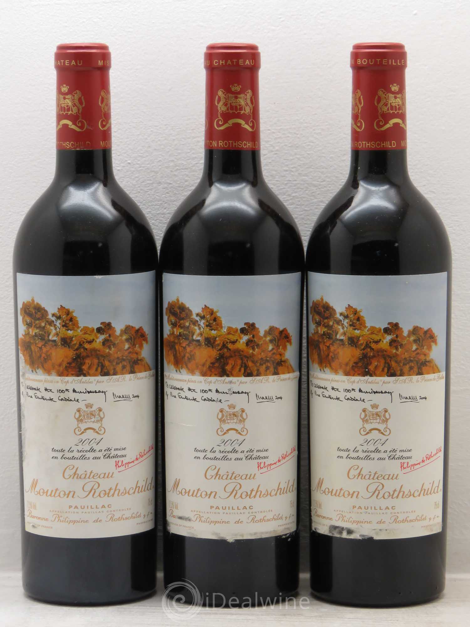 Château Mouton Rothschild 1er Grand Cru Classé 2004 - Lot de 3 bouteilles - 0