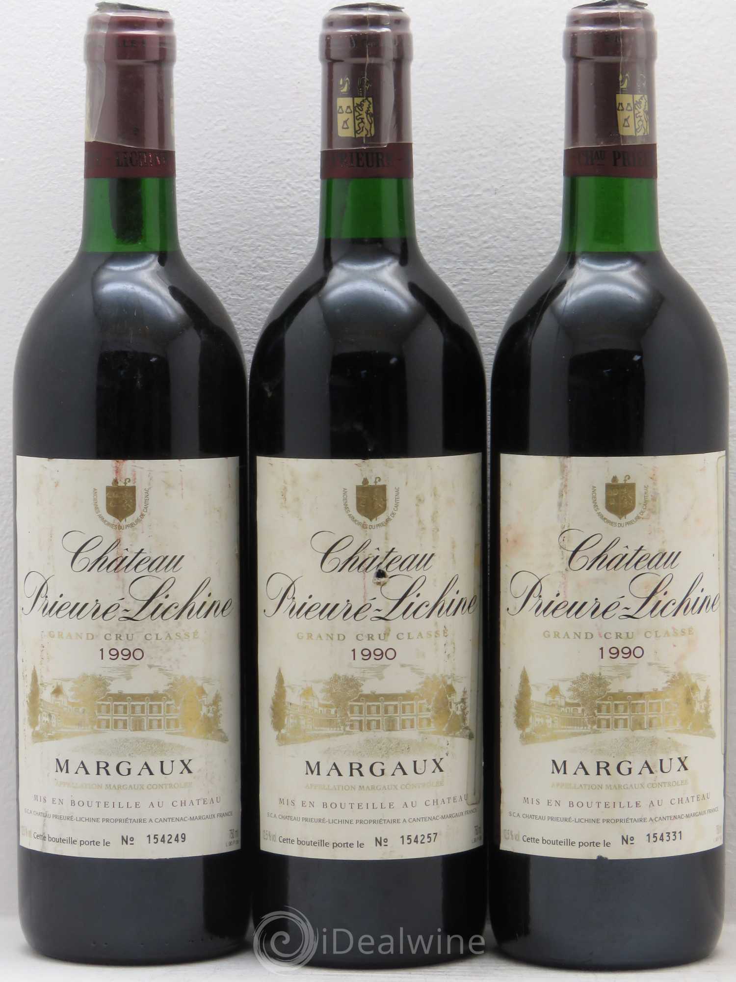 Château Prieuré Lichine 4ème Grand Cru Classé 1990 - Lot de 3 bouteilles - 0