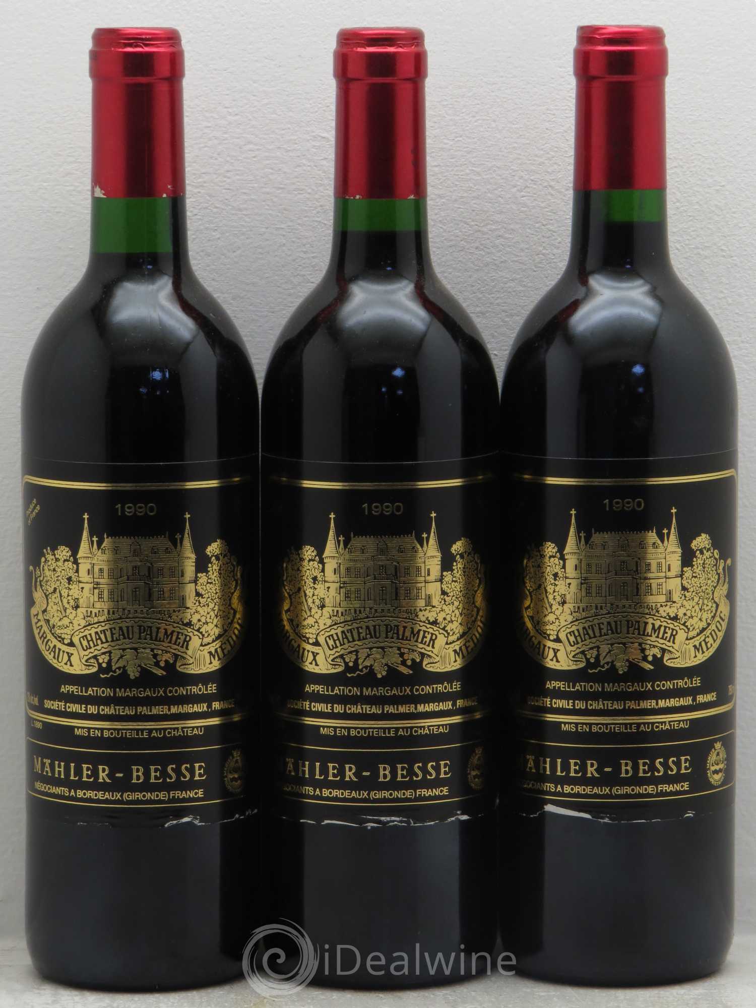 Château Palmer 3ème Grand Cru Classé 1990 - Lot de 3 bouteilles - 0