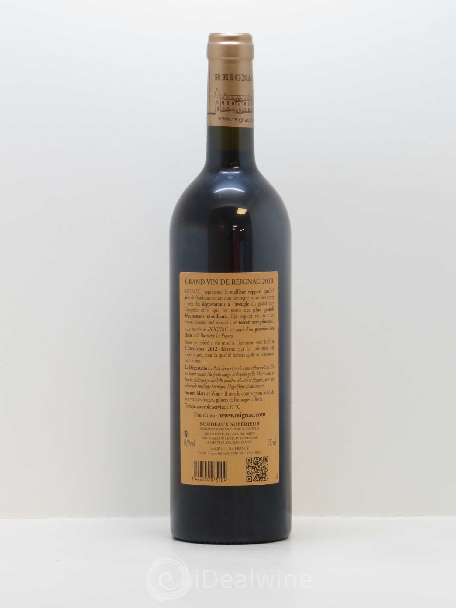 Grand vin de Reignac 2010 - Lot de 1 bouteille - 1