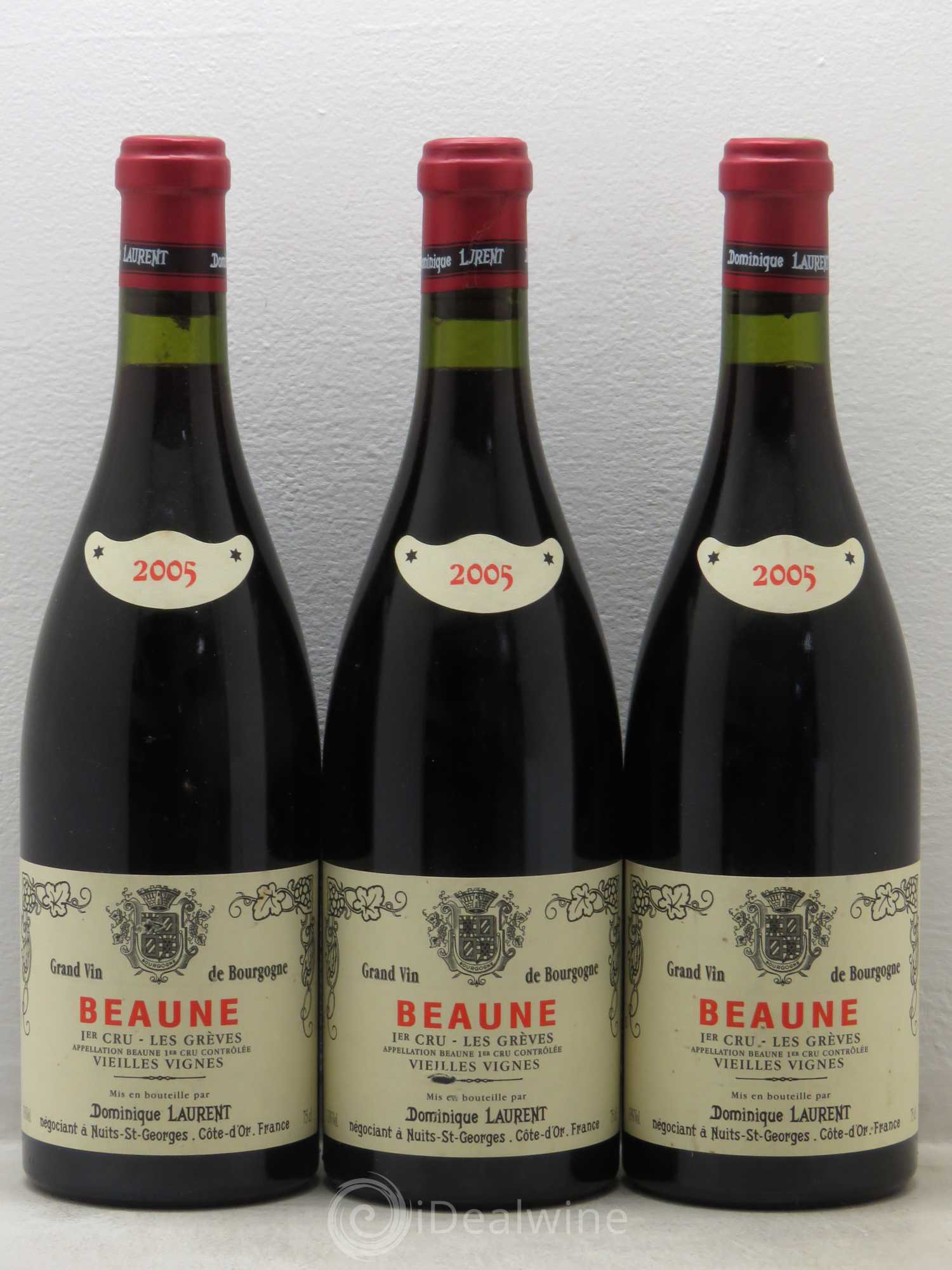 Beaune 1er Cru Les Grèves Vieilles Vignes Dominique Laurent 2005 - Lot de 3 bouteilles - 0