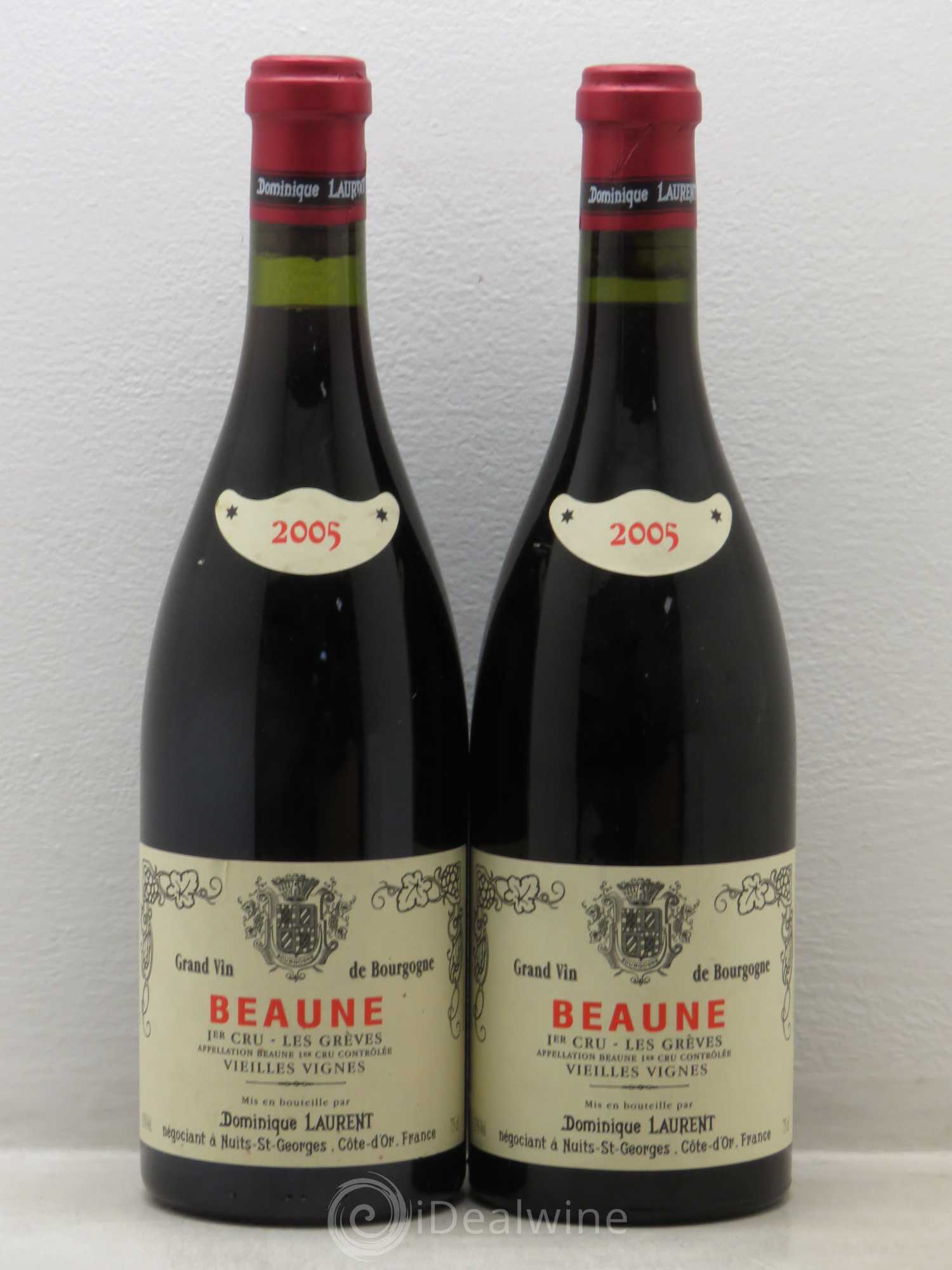 Beaune 1er Cru Les Grèves Vieilles Vignes Dominique Laurent 2005 - Lot de 2 bouteilles - 0