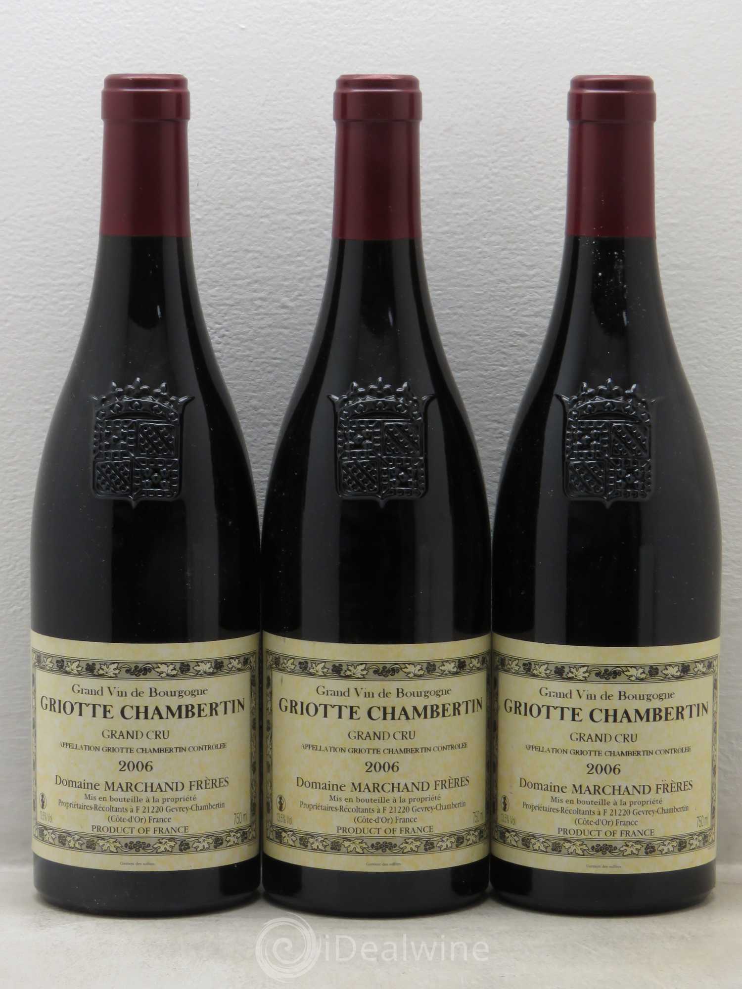 Griotte-Chambertin Grand Cru Marchand Freres 2006 - Lot de 3 bouteilles - 0