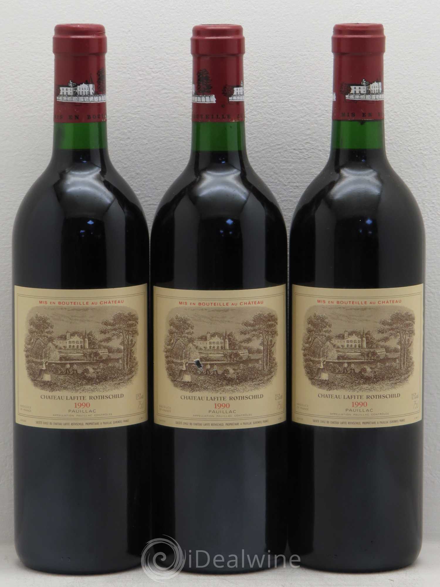 Château Lafite Rothschild 1er Grand Cru Classé 1990 - Lot de 3 bouteilles - 0