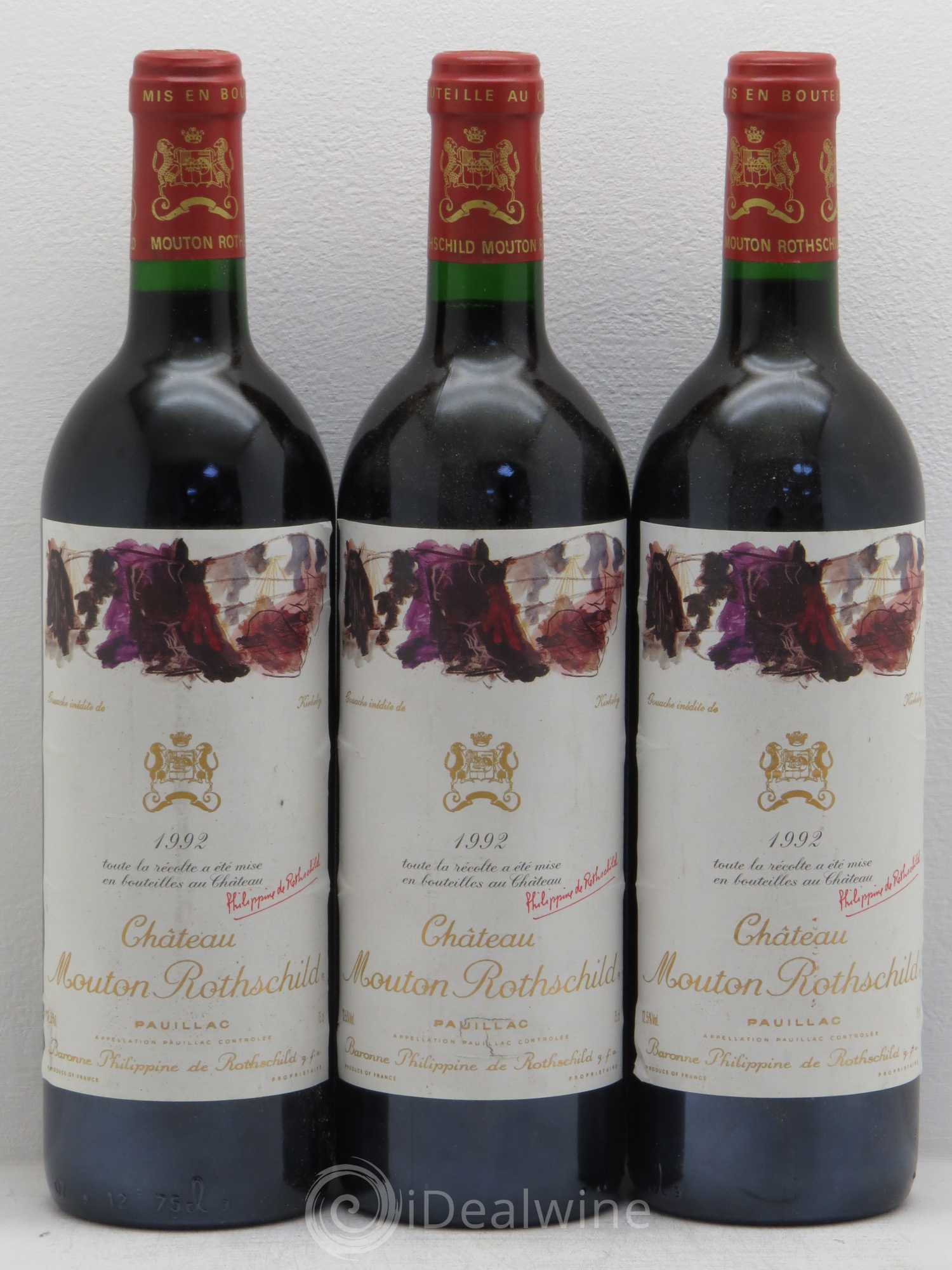 Château Mouton Rothschild 1er Grand Cru Classé 1992 - Lot de 3 bouteilles - 0