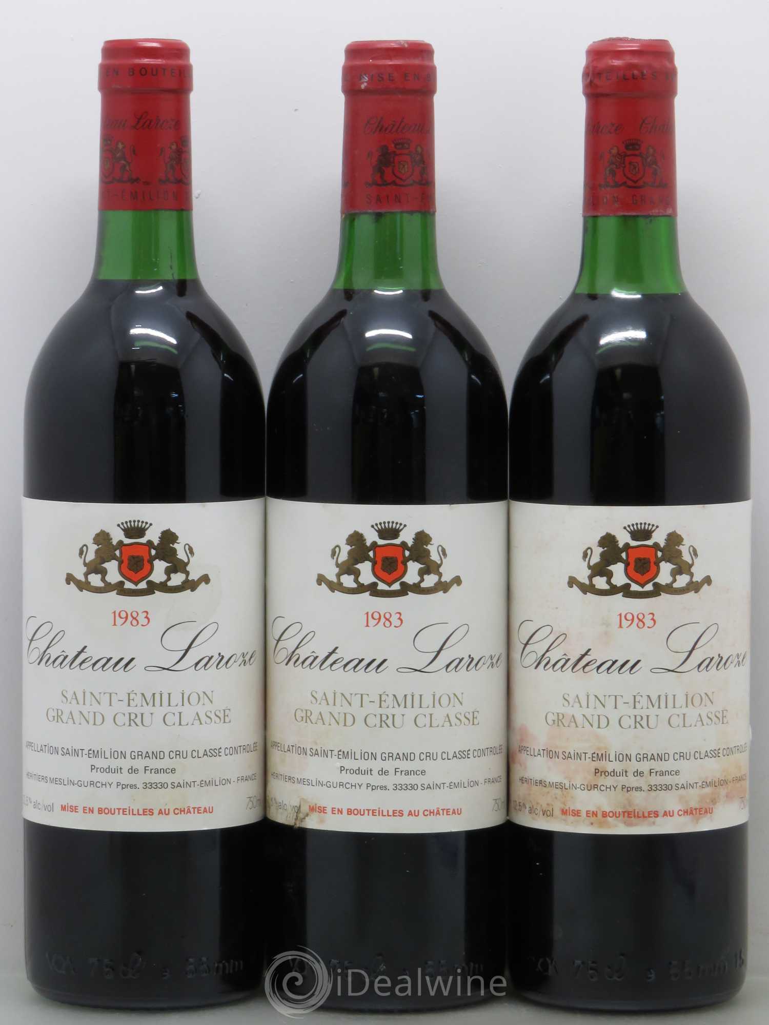 Château Laroze Grand Cru Classé 1983 - Lot de 3 bouteilles - 0