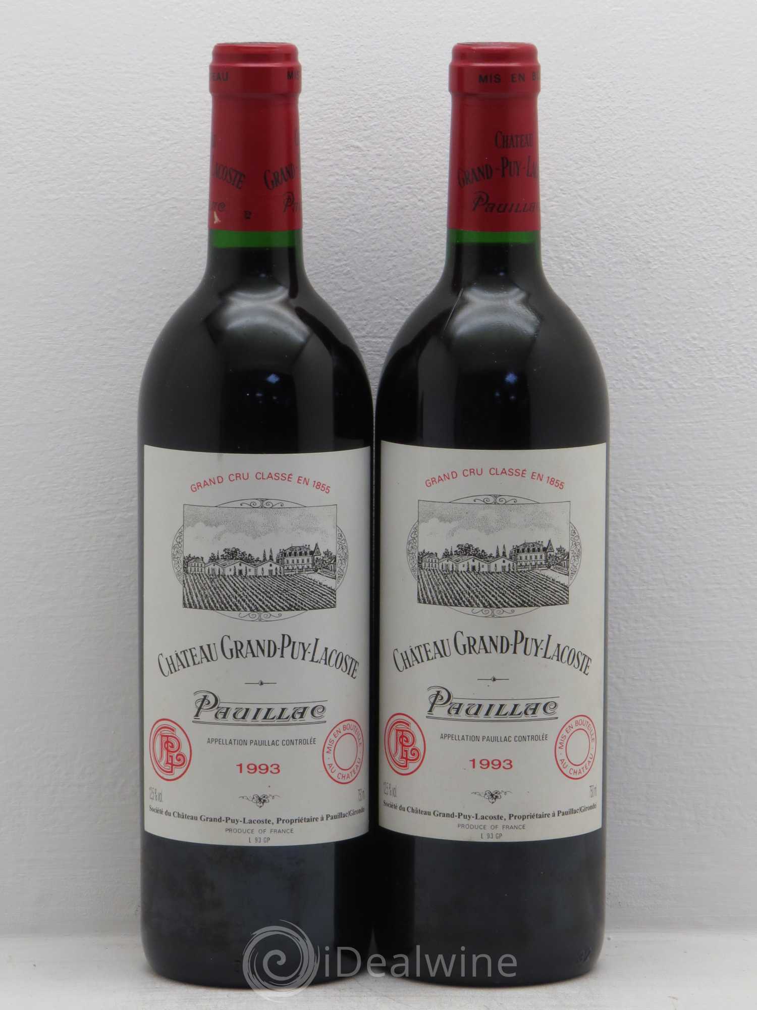 Château Grand Puy Lacoste 5ème Grand Cru Classé 1993 - Lot de 2 bouteilles - 0
