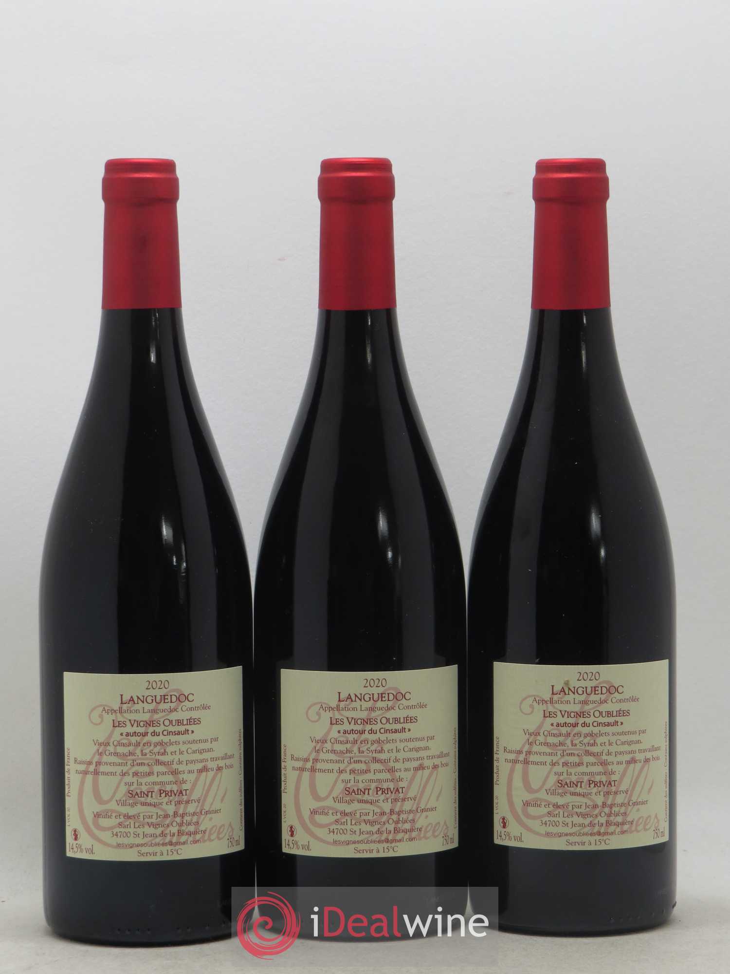 Languedoc Les Vignes Oubliées Autour du Cinsault Jean-Baptiste Granier 2020 - Lot de 3 bouteilles - 1